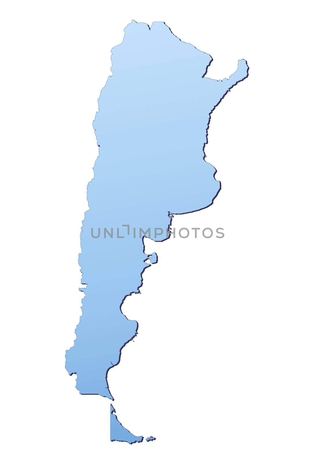 Argentina map filled with light blue gradient. High resolution. Mercator projection.