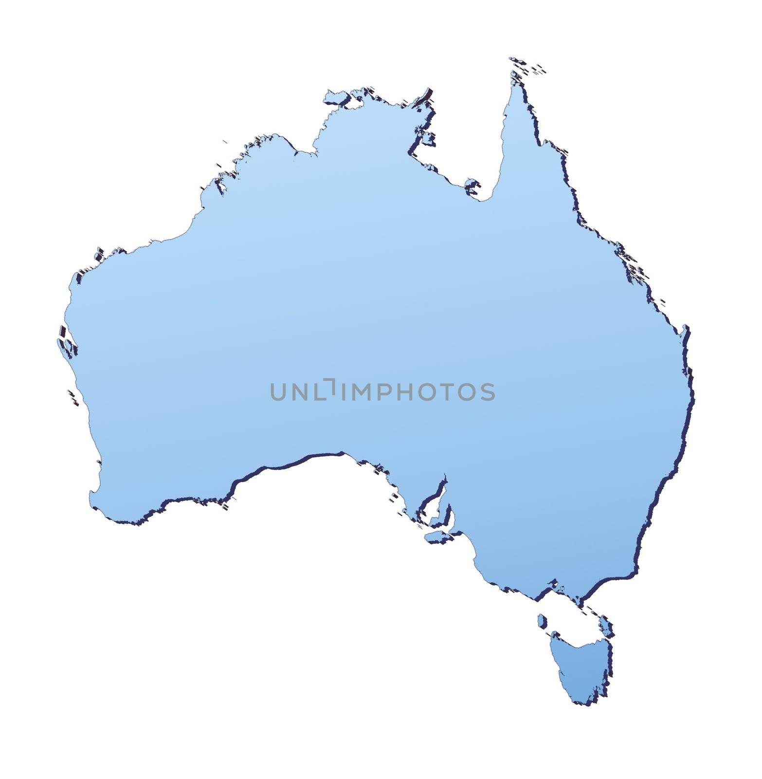 Australia map filled with light blue gradient. High resolution. Mercator projection.