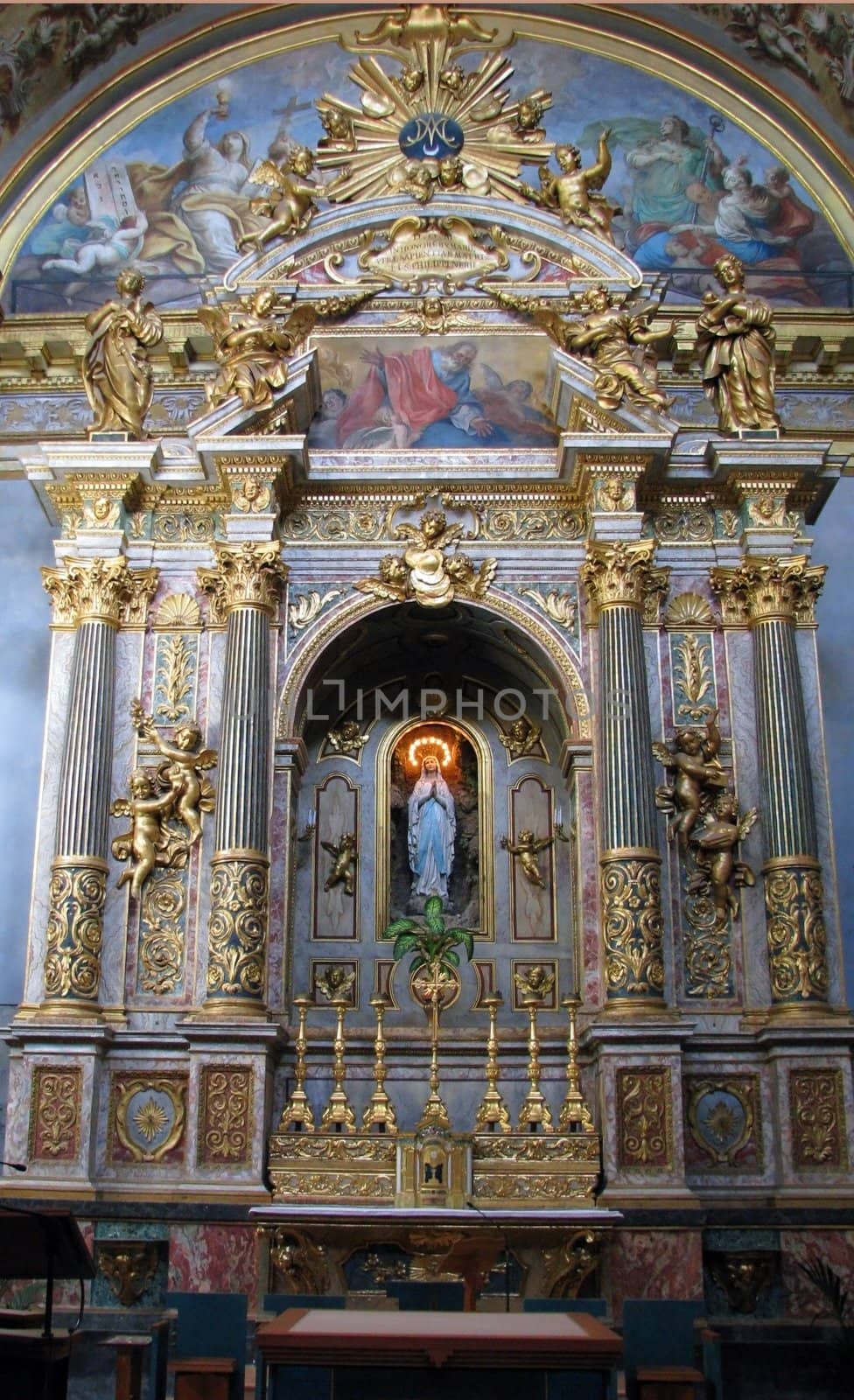 Altar in a church in Assisi, Italy.