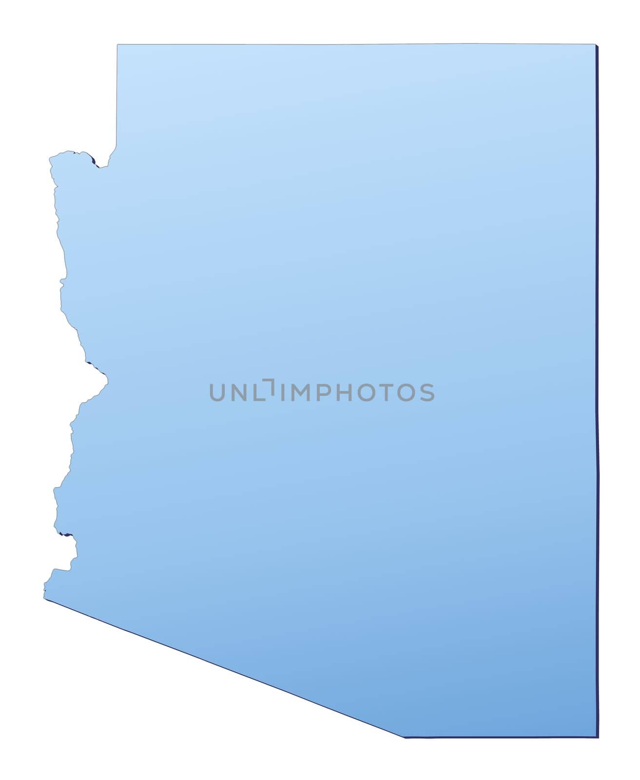 Arizona(USA) map filled with light blue gradient. High resolution. Mercator projection.
