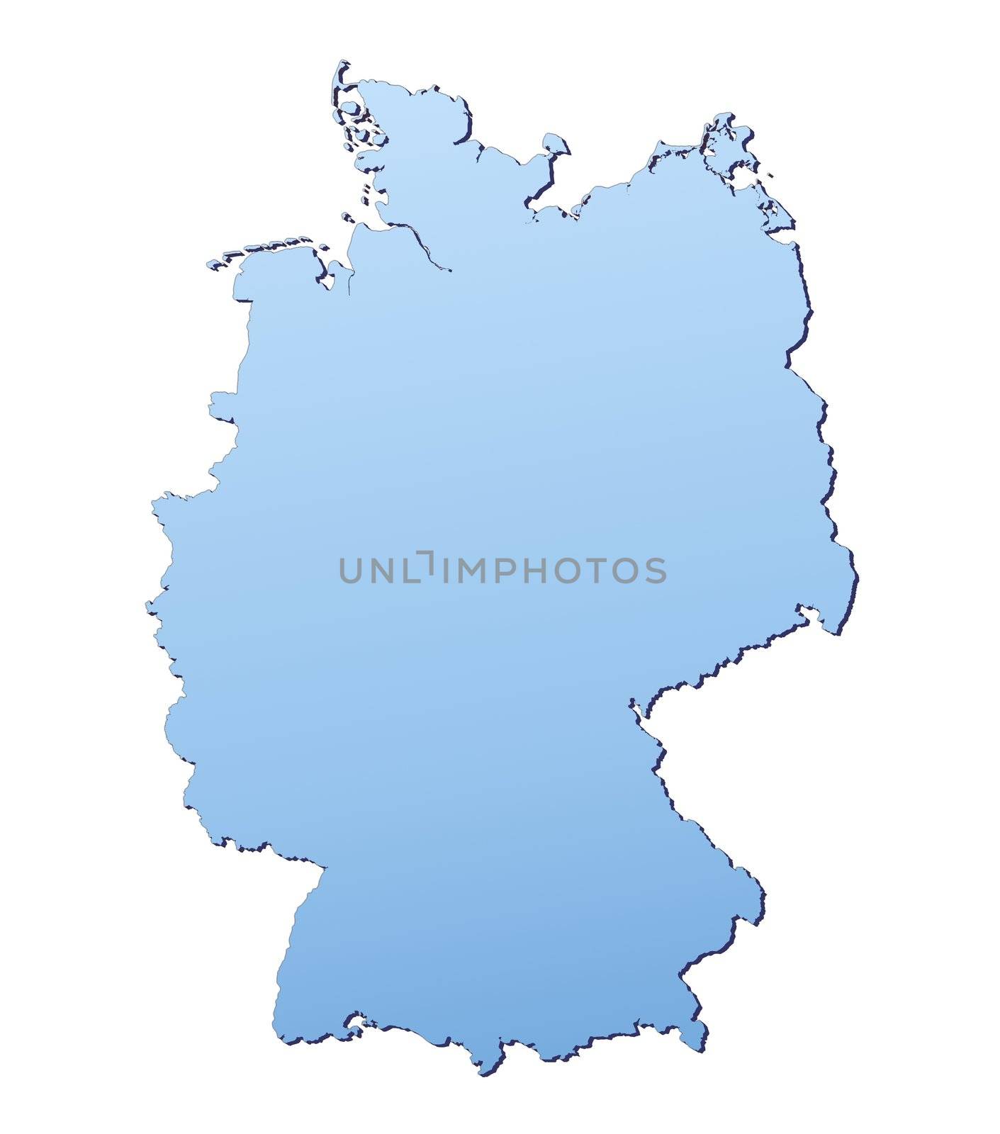 Germany map filled with light blue gradient. High resolution. Mercator projection.