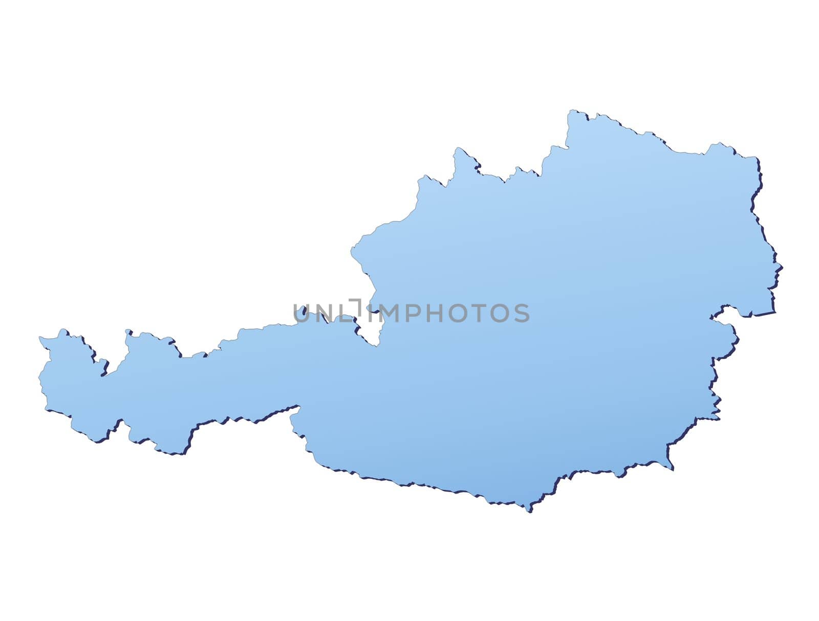 Austria map filled with light blue gradient. High resolution. Mercator projection.