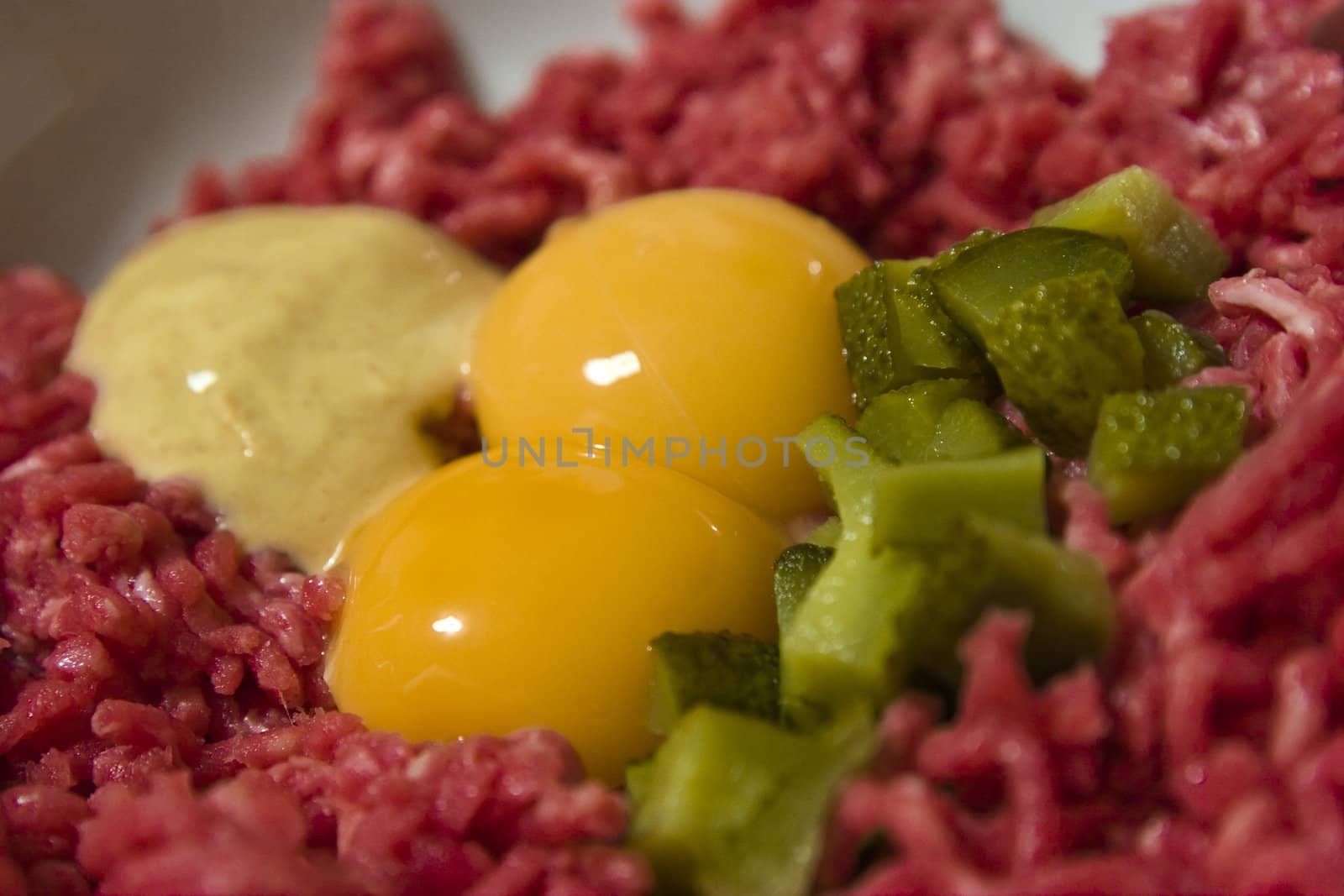 Closeup of a steak tartare dish by cvail73