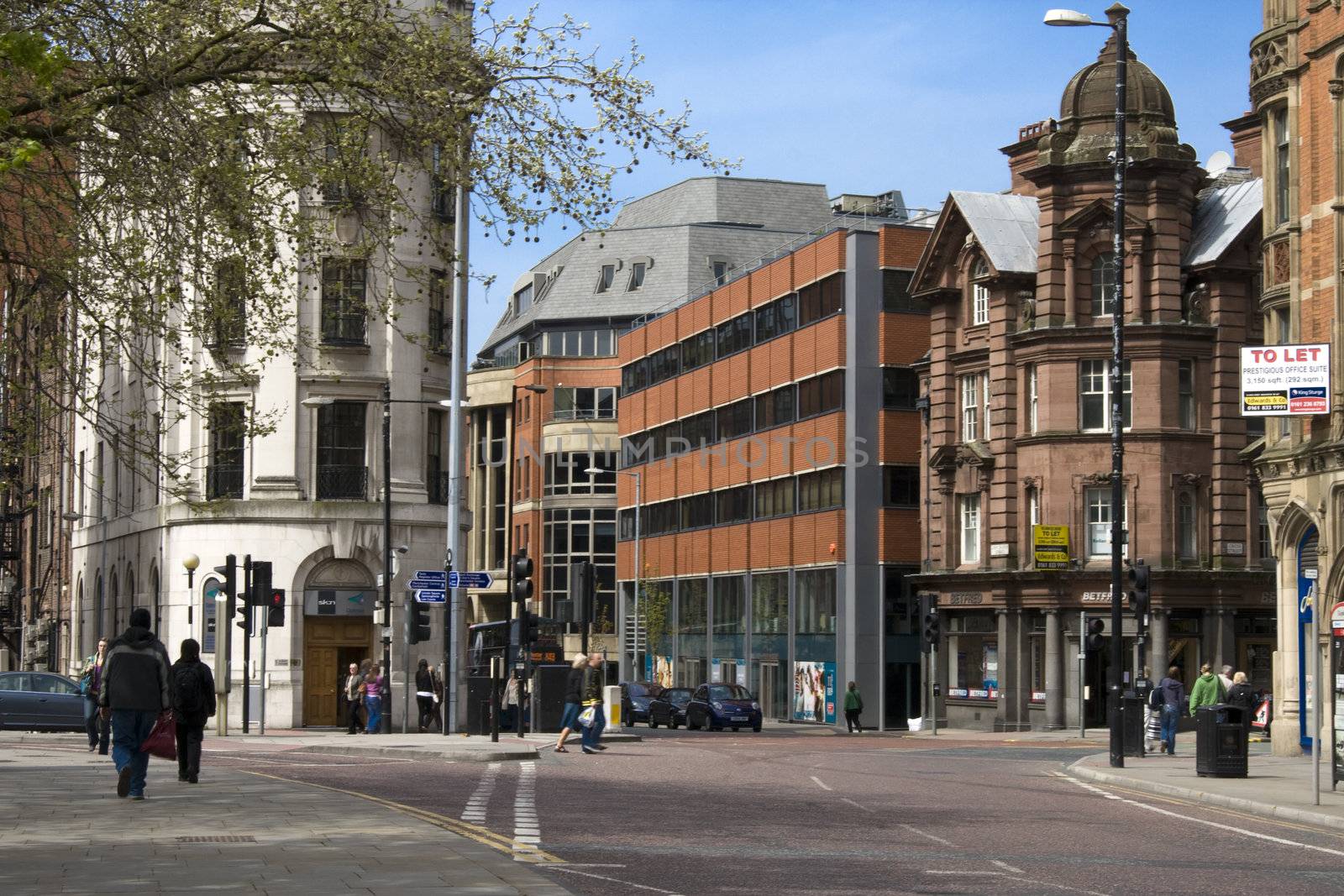 Manchester city center, Albert square and John Dalton Street