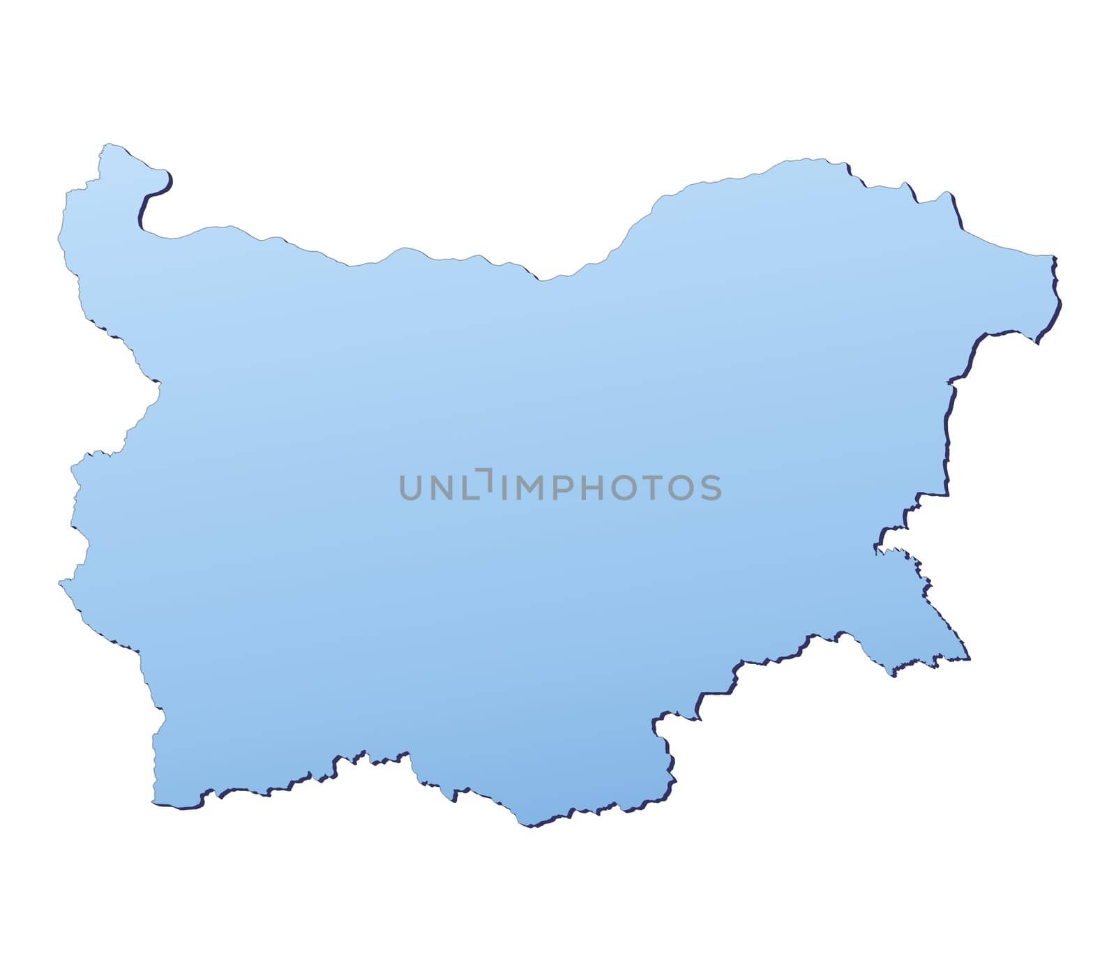 Bulgaria map filled with light blue gradient. High resolution. Mercator projection.