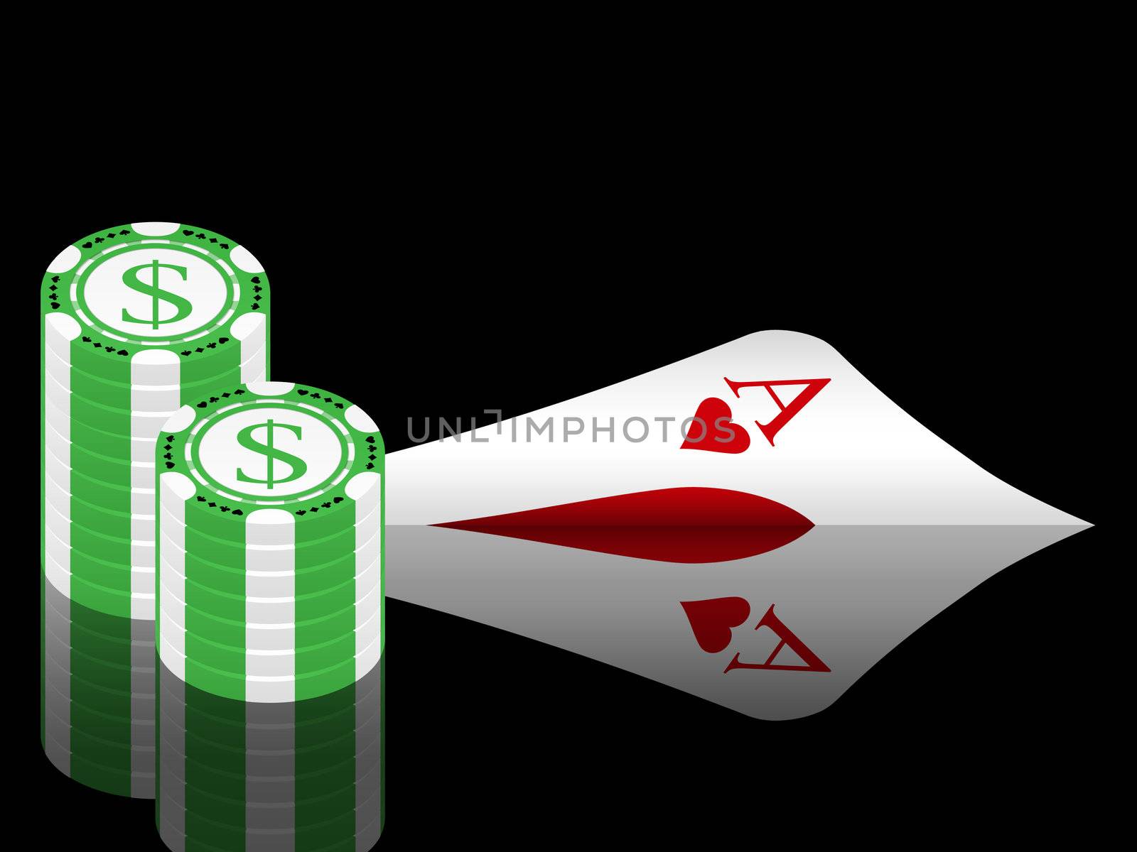 aces and chips in game poker on the casino table
