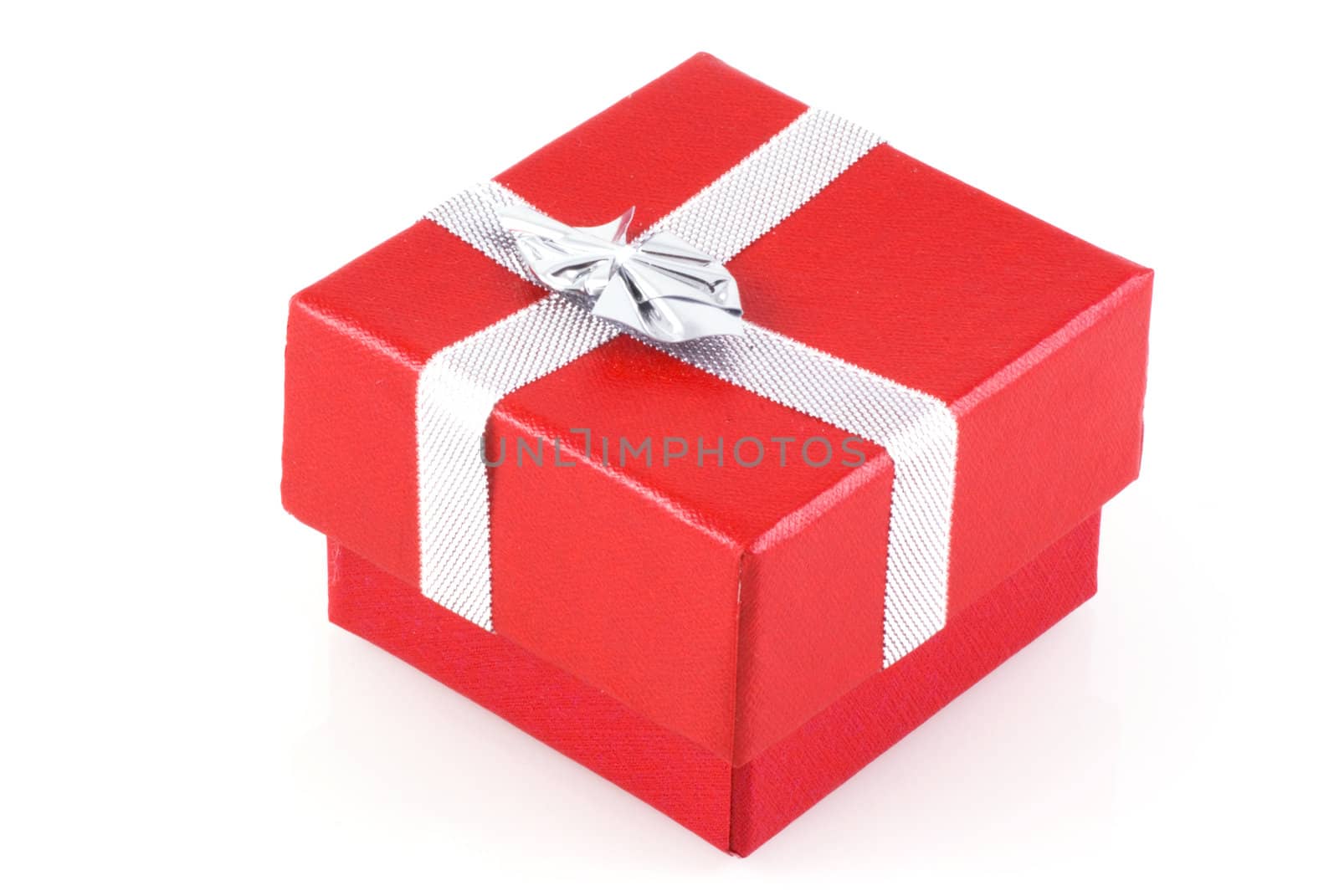 Red jewelry box, isolated on white.