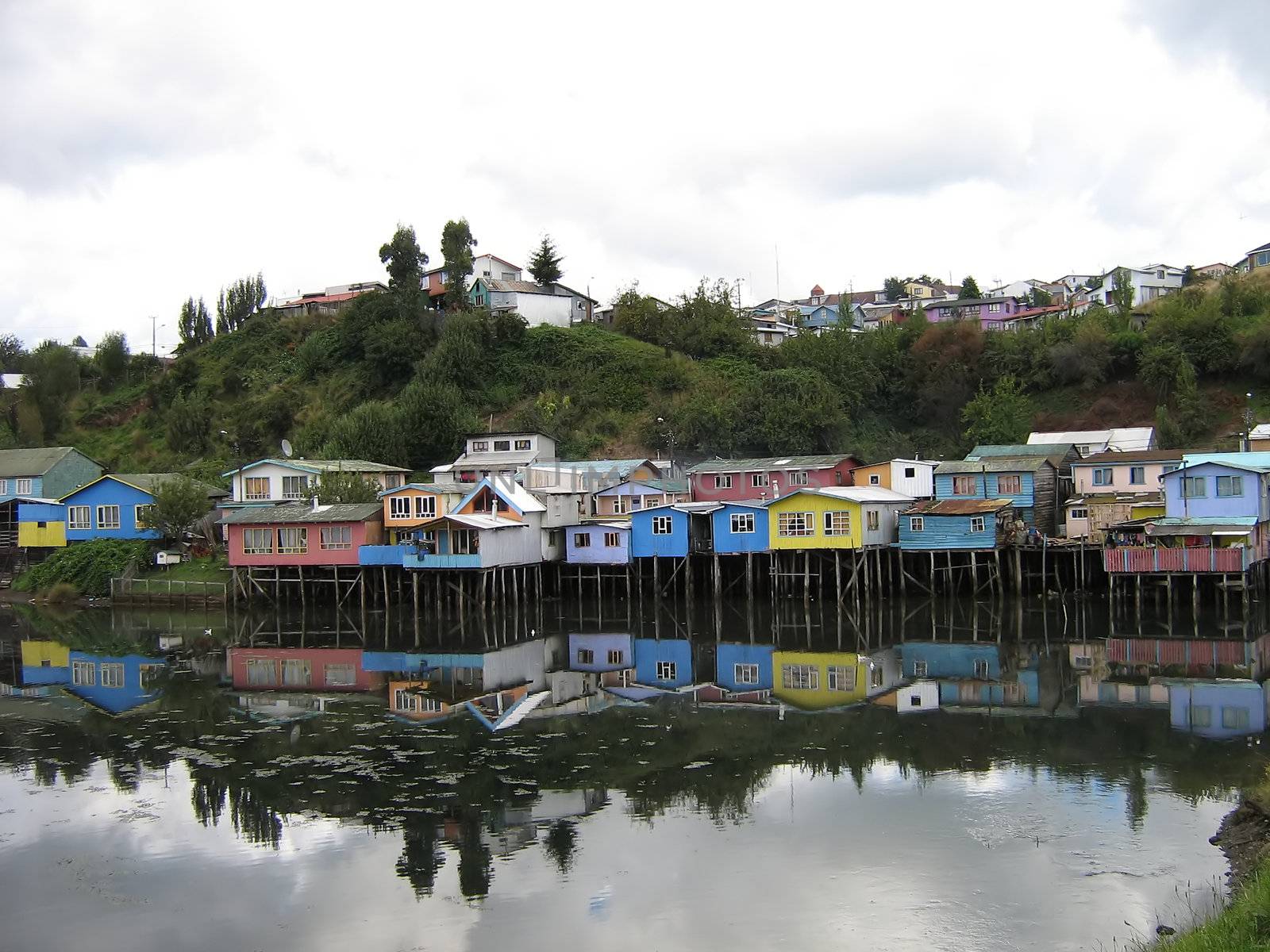 A photograph of a fishing village in South America.