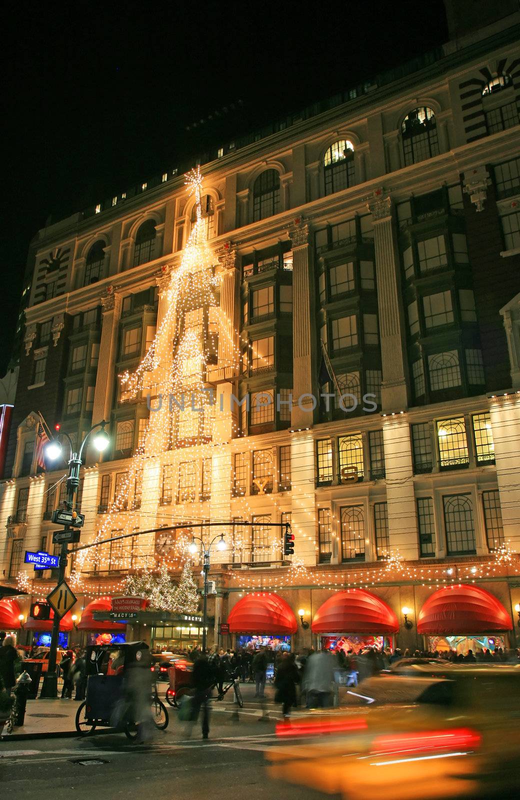 A department store Christmas lights in New York City