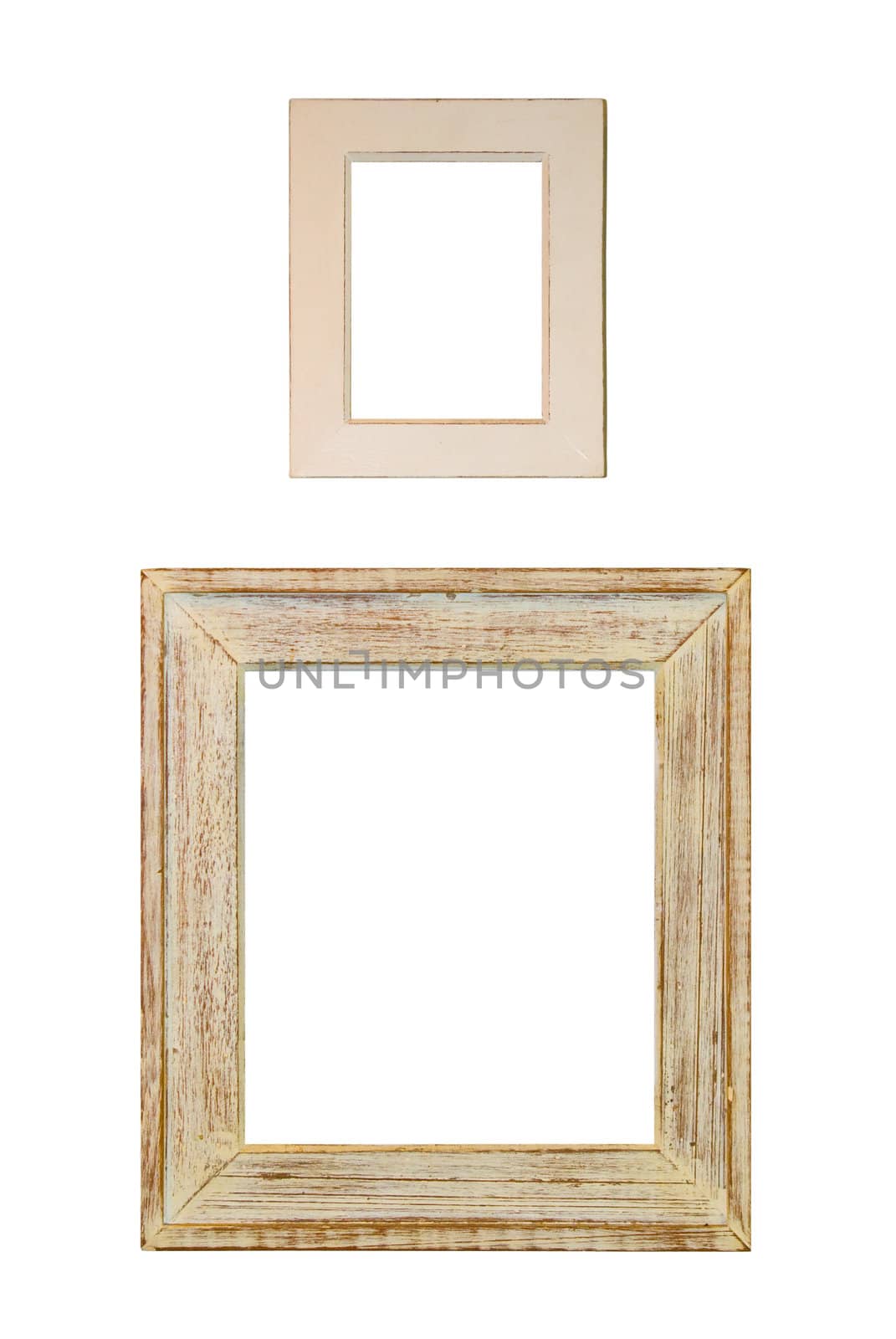 Vintage retro wooden picture frame, Isolated