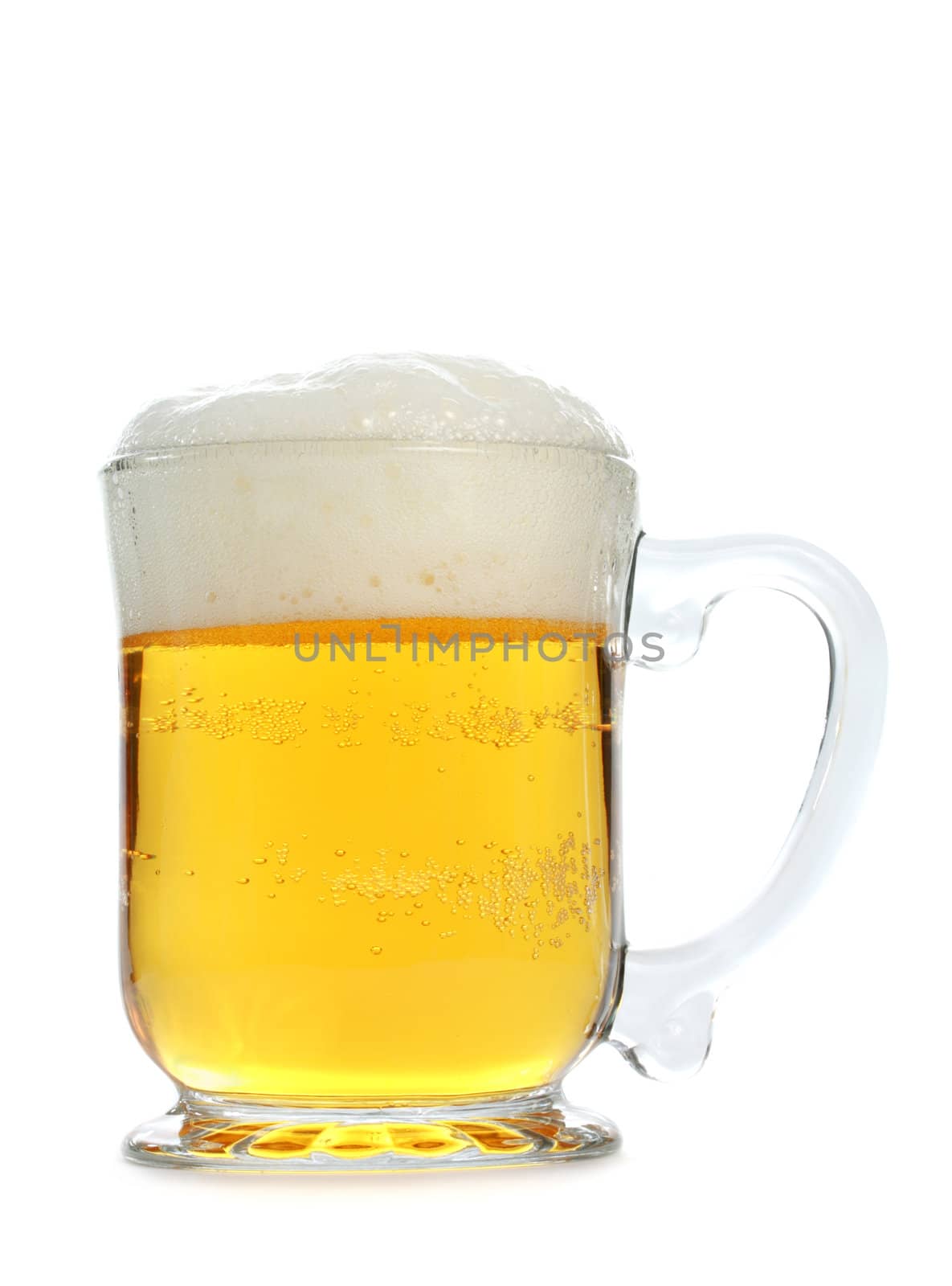 mug filled with beer, isolated on white