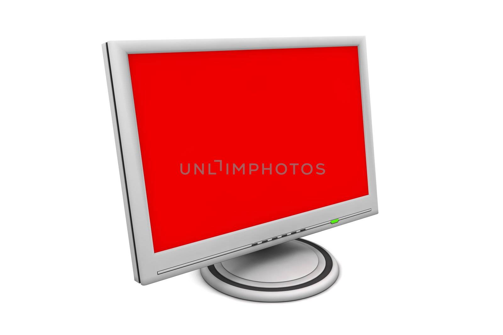 flat screen lcd computer monitor with white red and a green status led - angular view