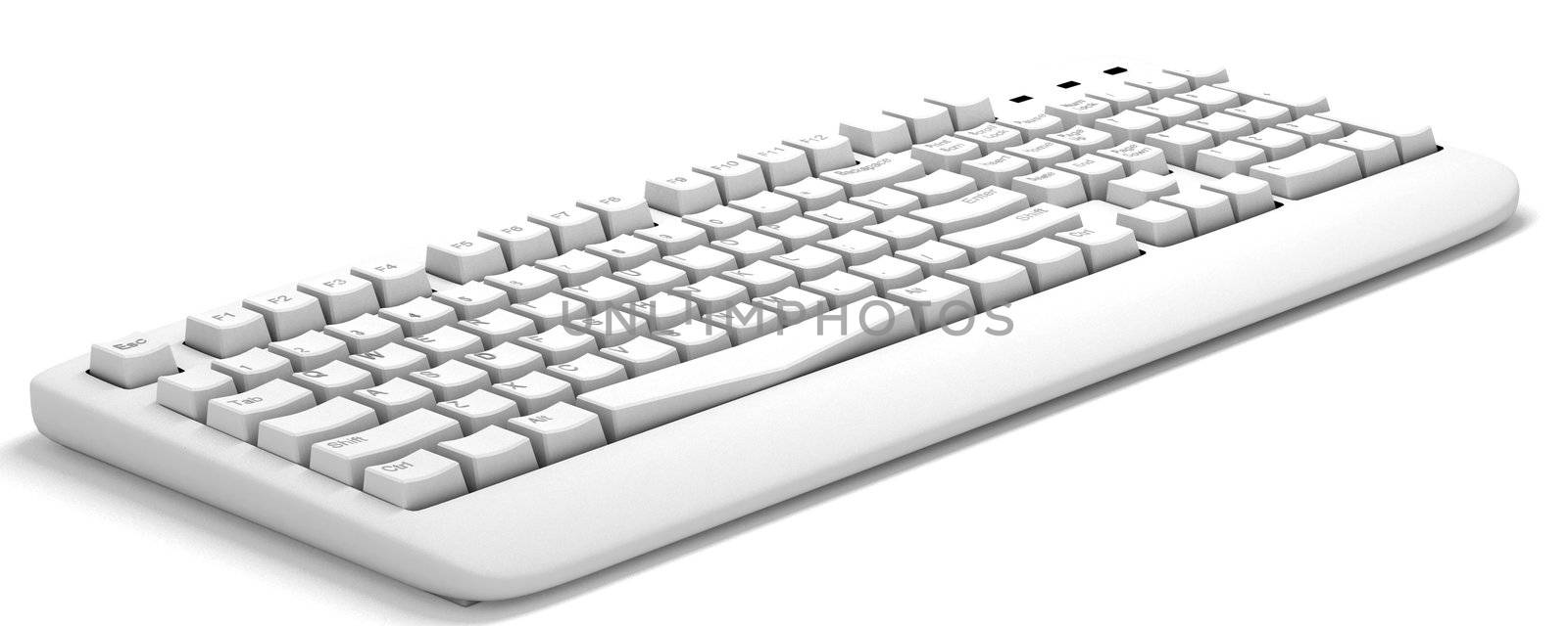 3d computer keyboard isolated on a white background