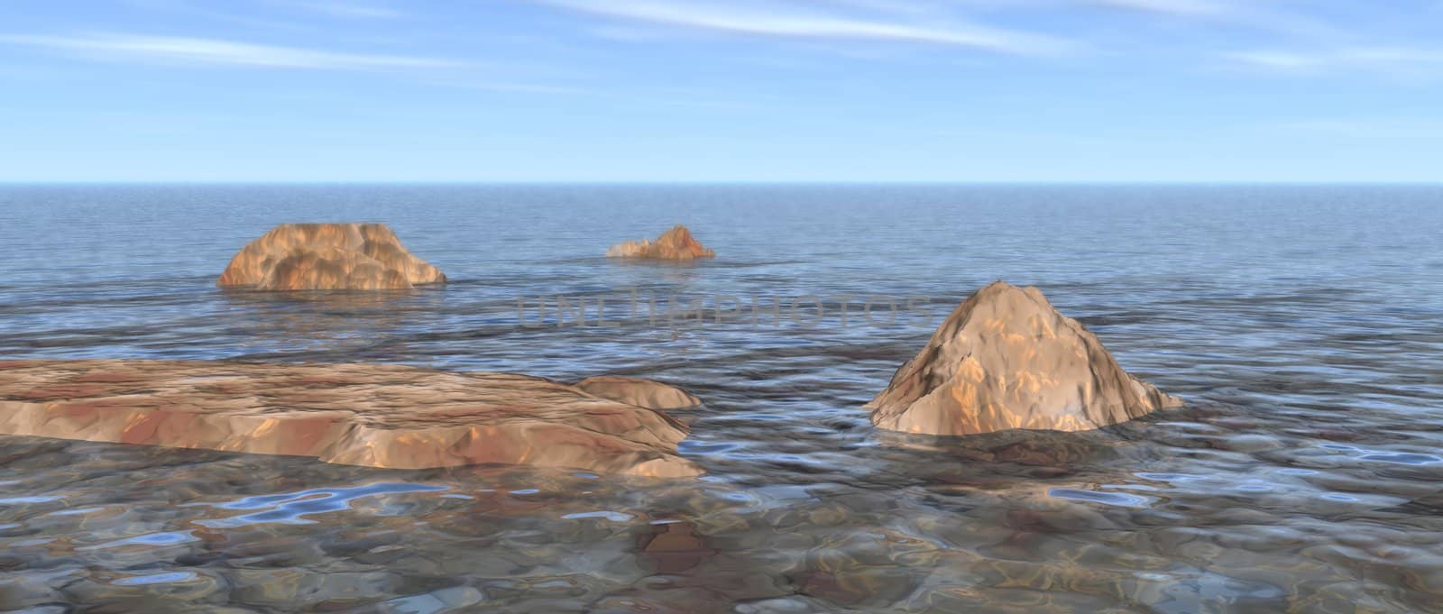 a 3D render of some seaside landscape