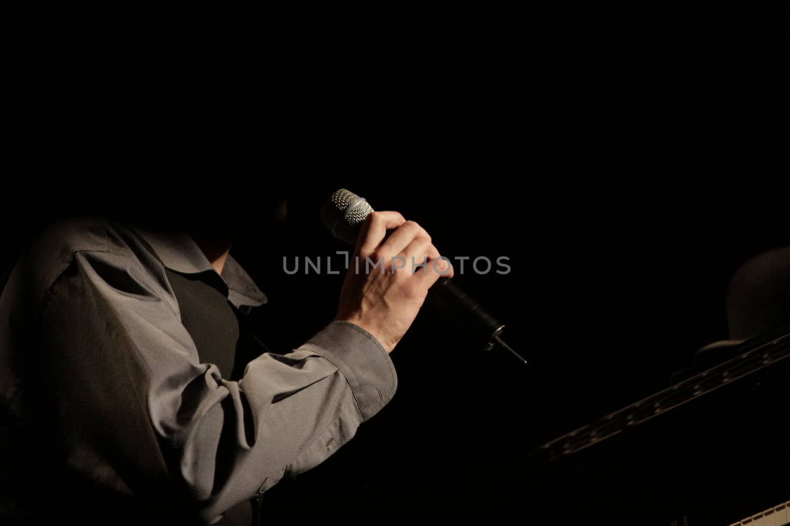 singer at the microphone during a music festival by macintox