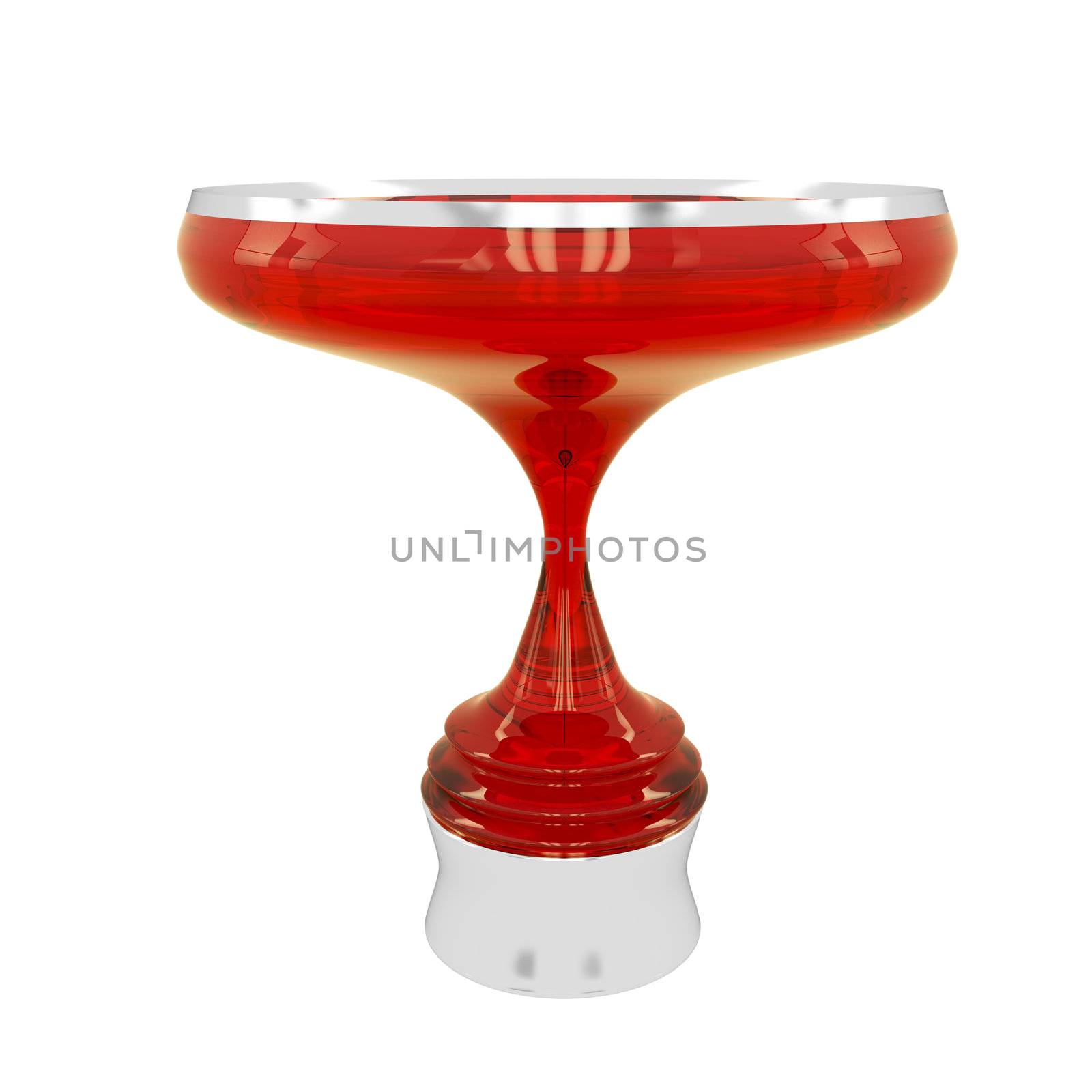 Red crystal trophy cup, isolated on white background
