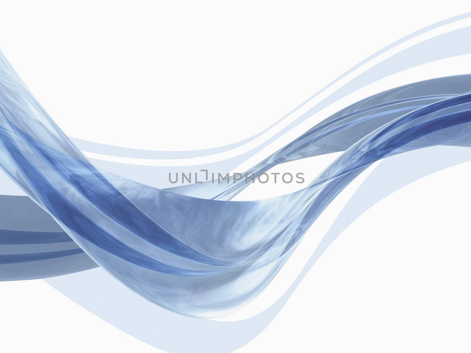 Blue Lightscape Swirl on White Background