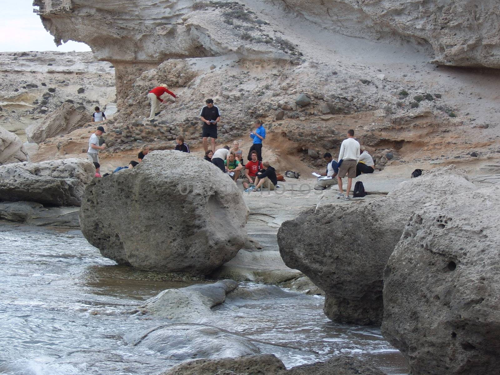 geologists studying rock