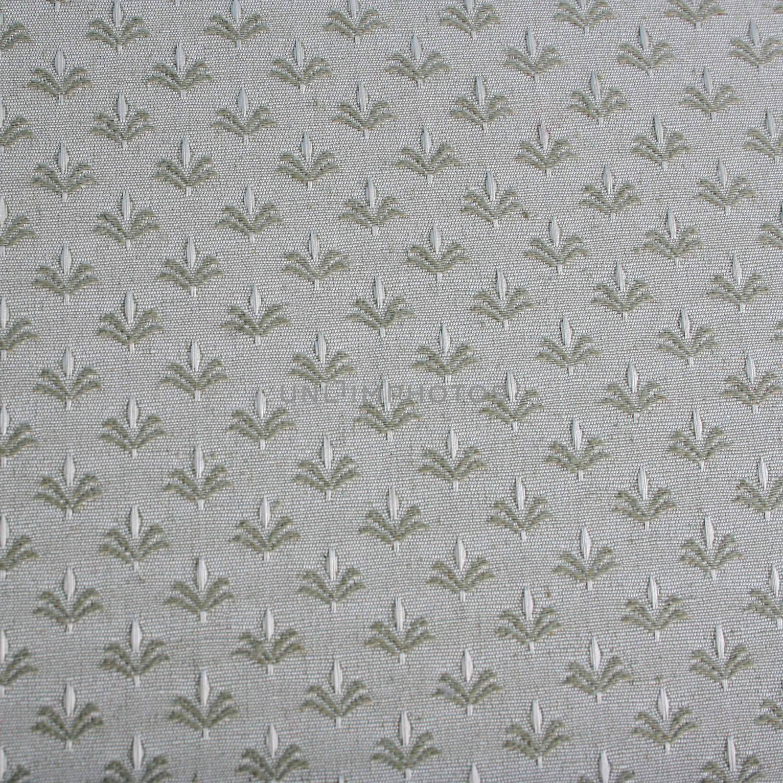 Green fabric background with textures and stitching
