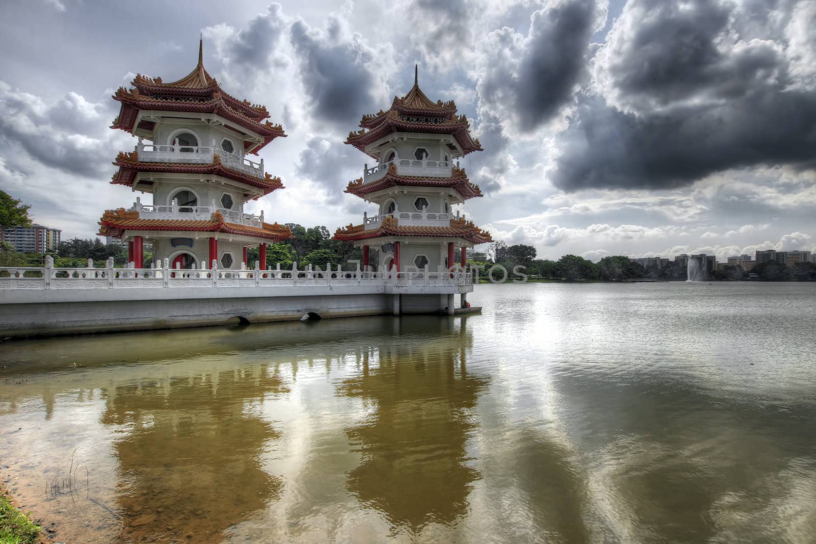 Twin Pagodas at Chinese Garden by Davidgn