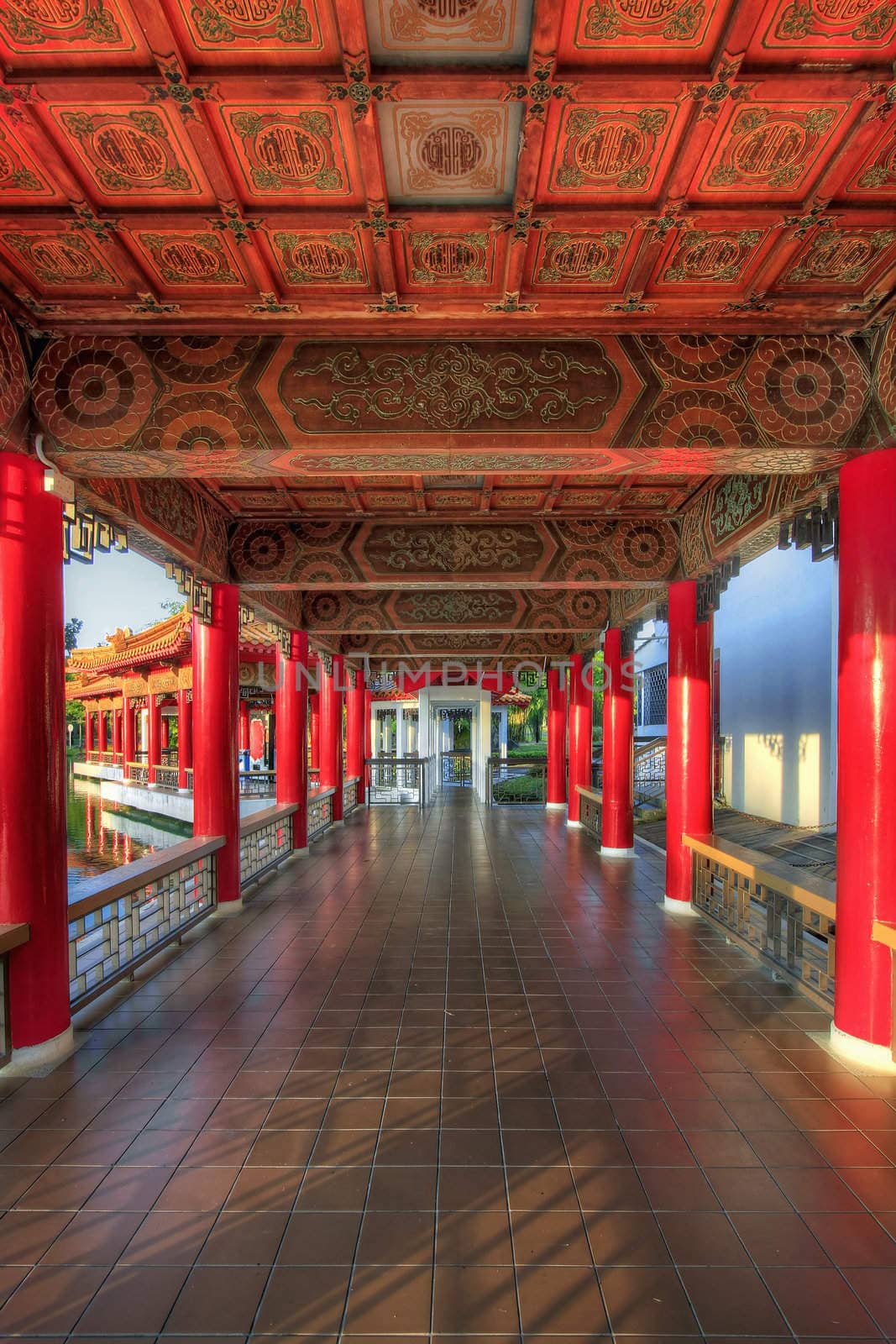 Walkway Corridor Architectural Detail in Singapore Chinese Garden