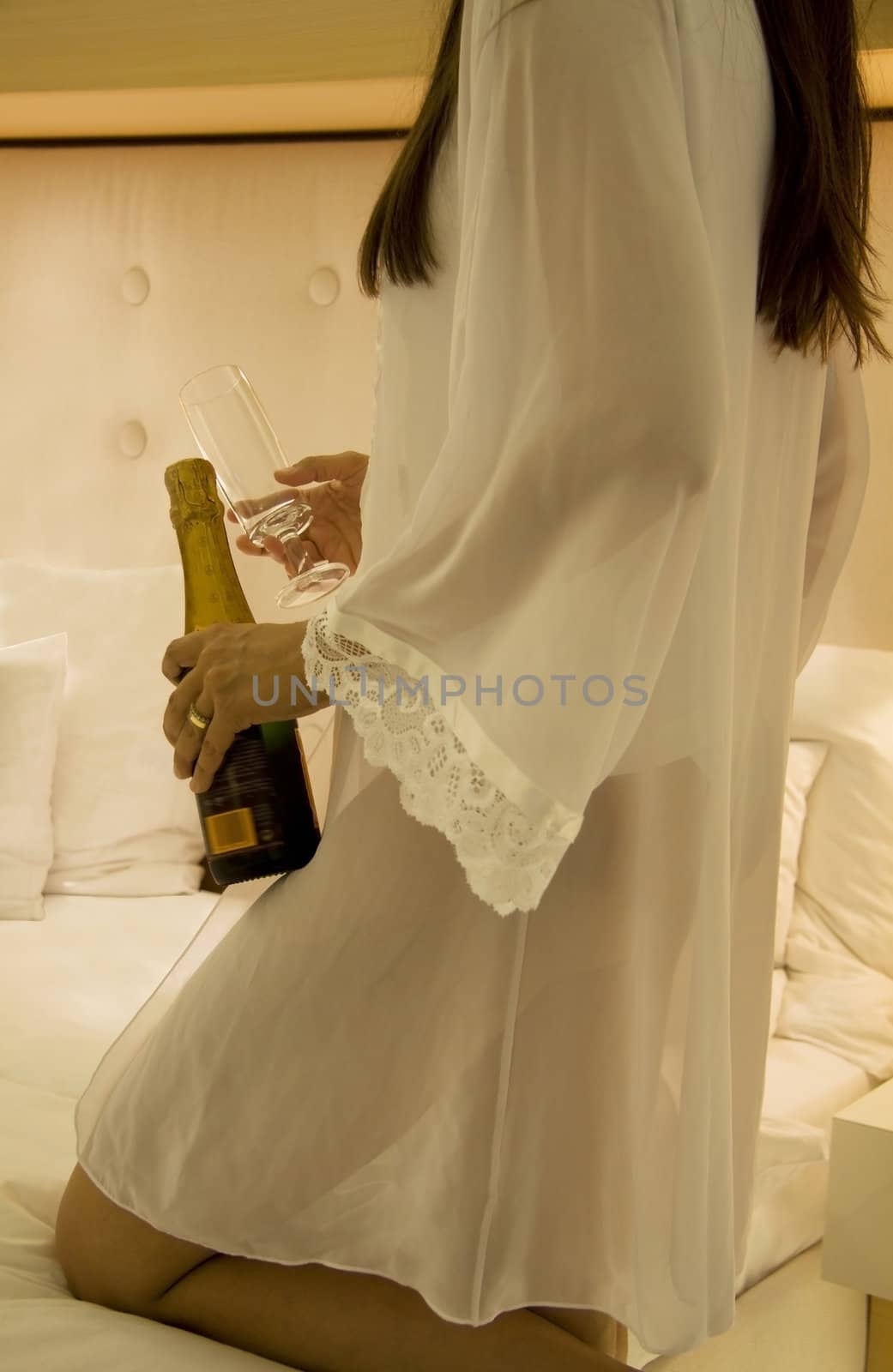 Champagne in bed by kaferphoto