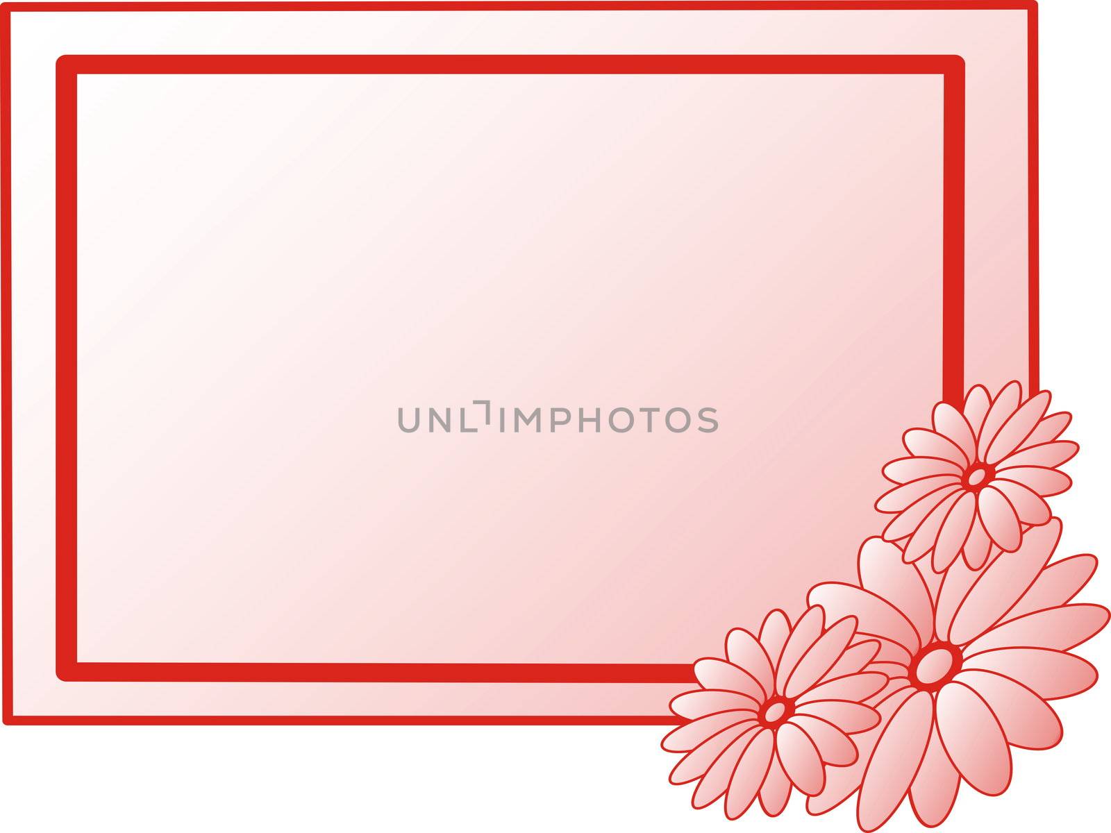 frame with flowers in red