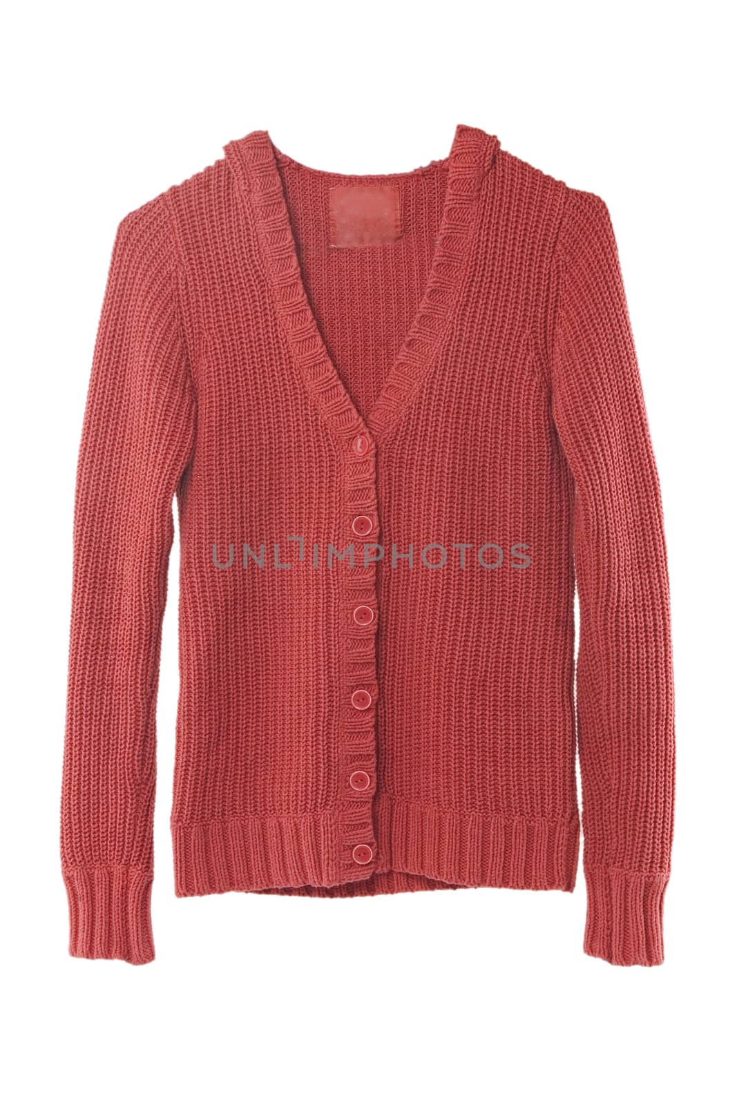 front view of red sweater isolated on white 