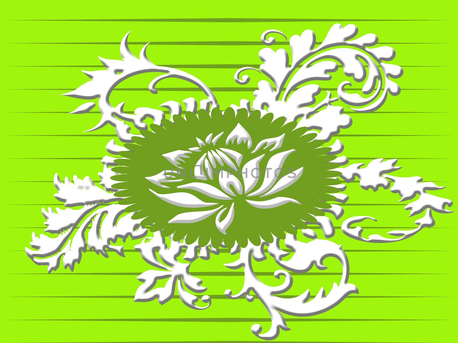 retro floral ornament in green