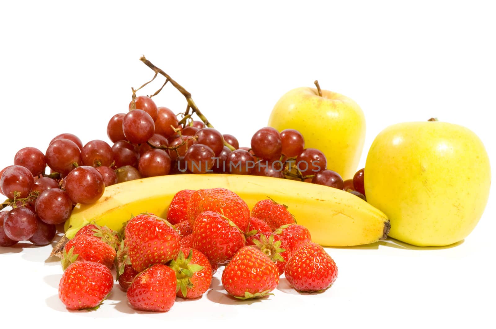 Multi fruits with cherrys  isolated on white