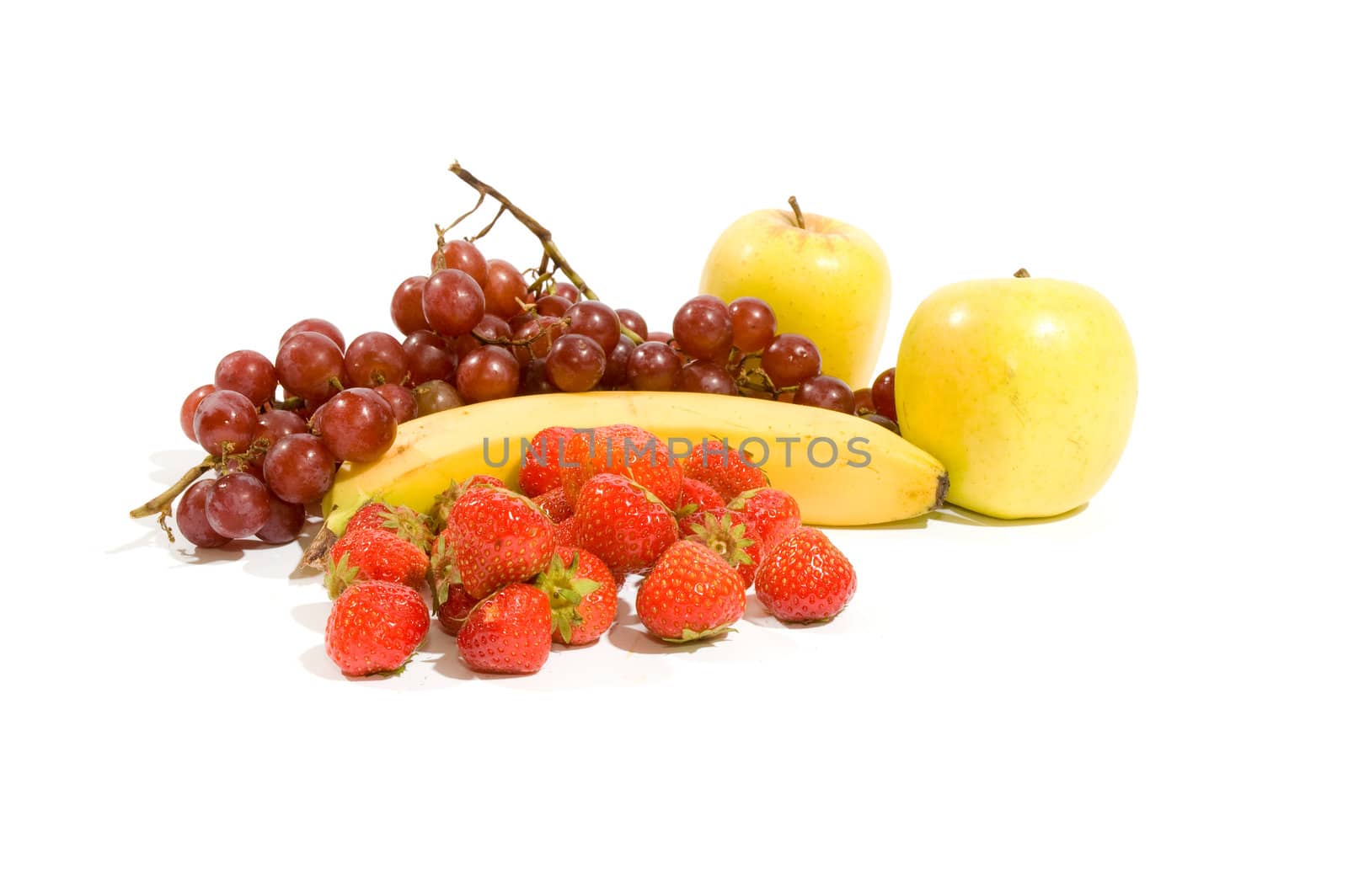 Multi fruits with cherrys  isolated on white