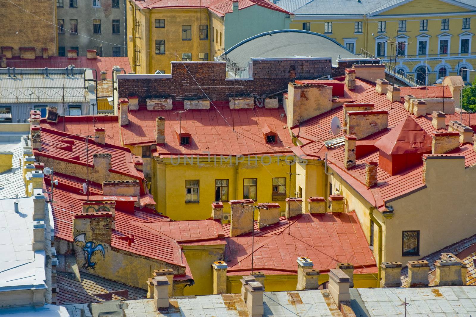 The roofs of old building in St Petersburg Russia