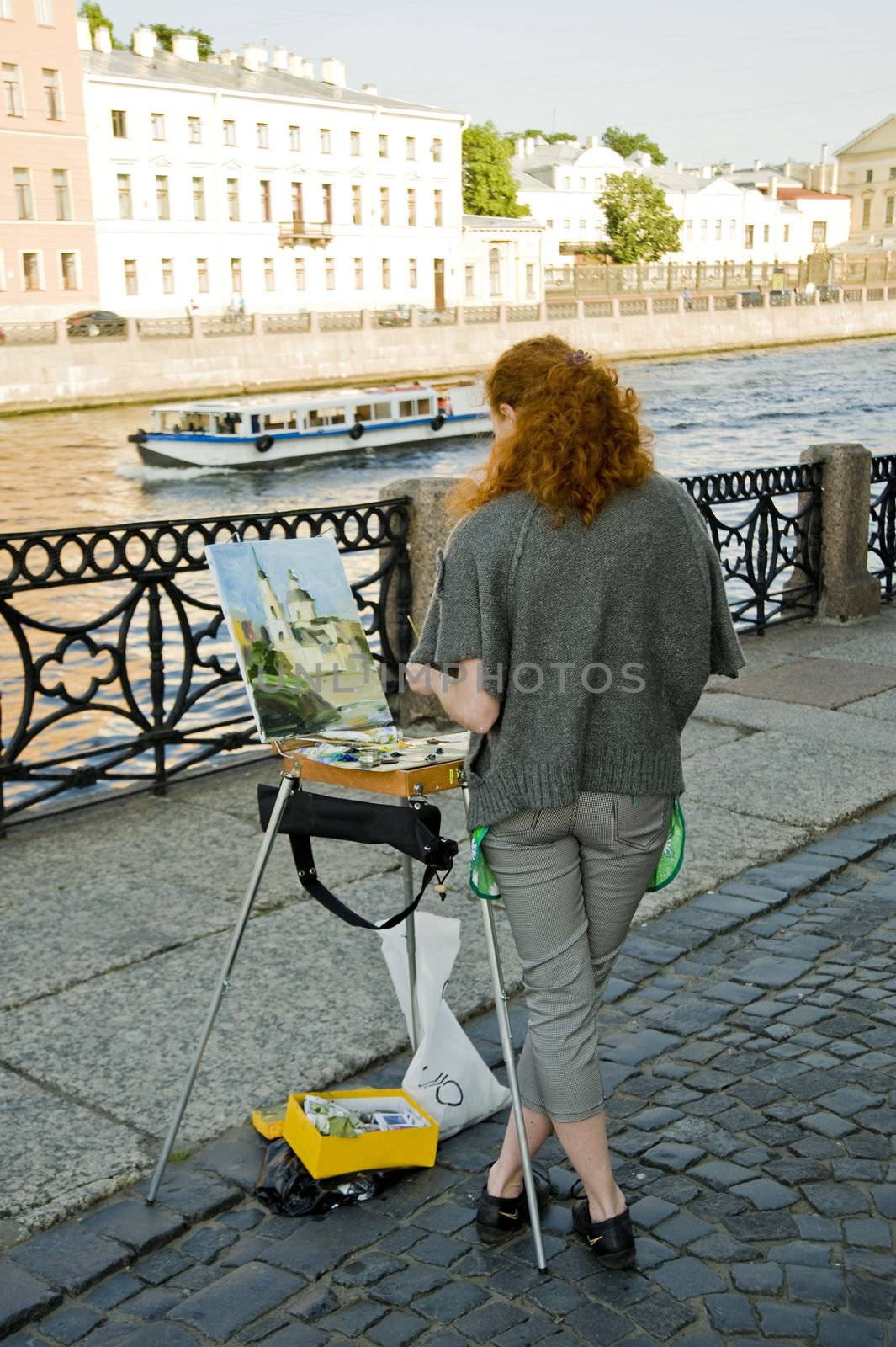 Woman draing the picture taken in St Petersburg Russia
