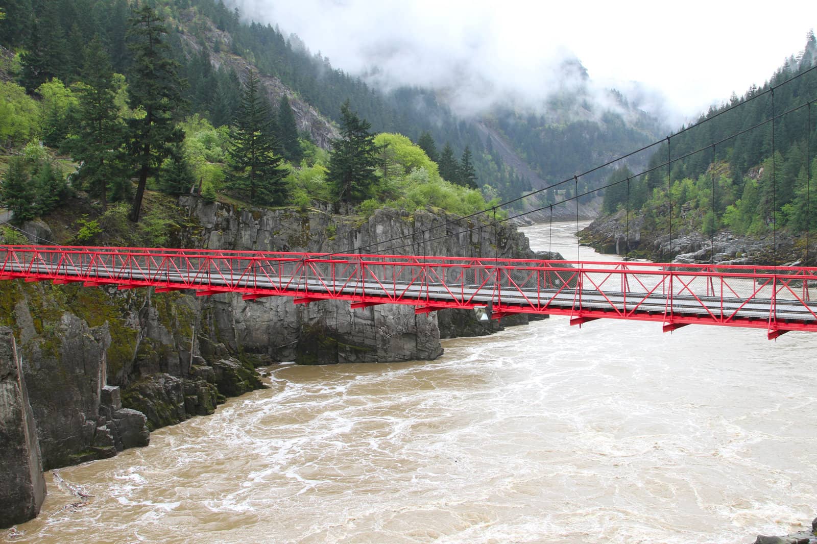 Suspension Bridge crossing the Frazer Canyon in Canada