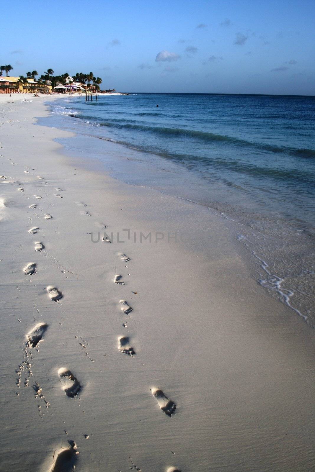 Walking on caribbean beach.