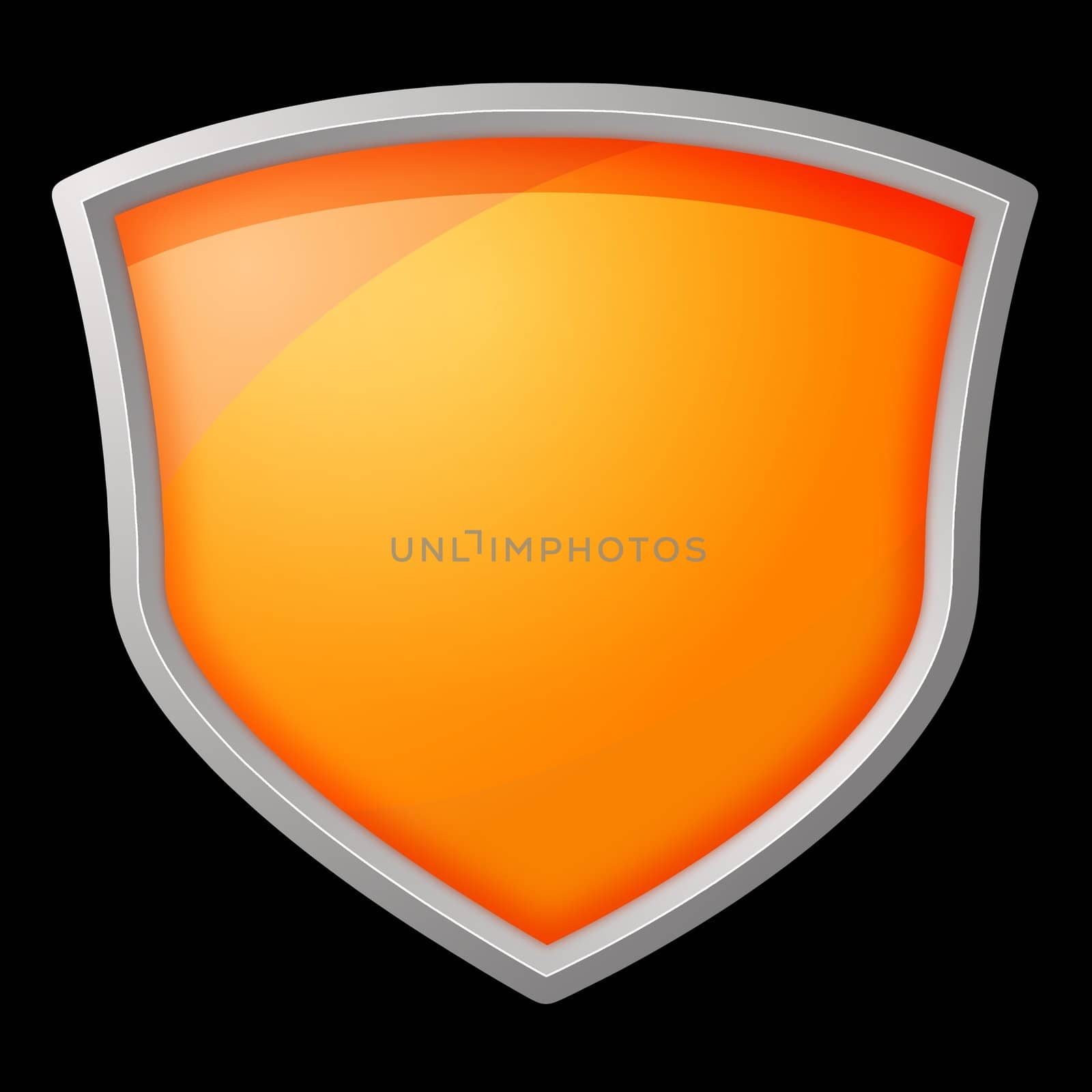 Orange shield with silver frame on black background