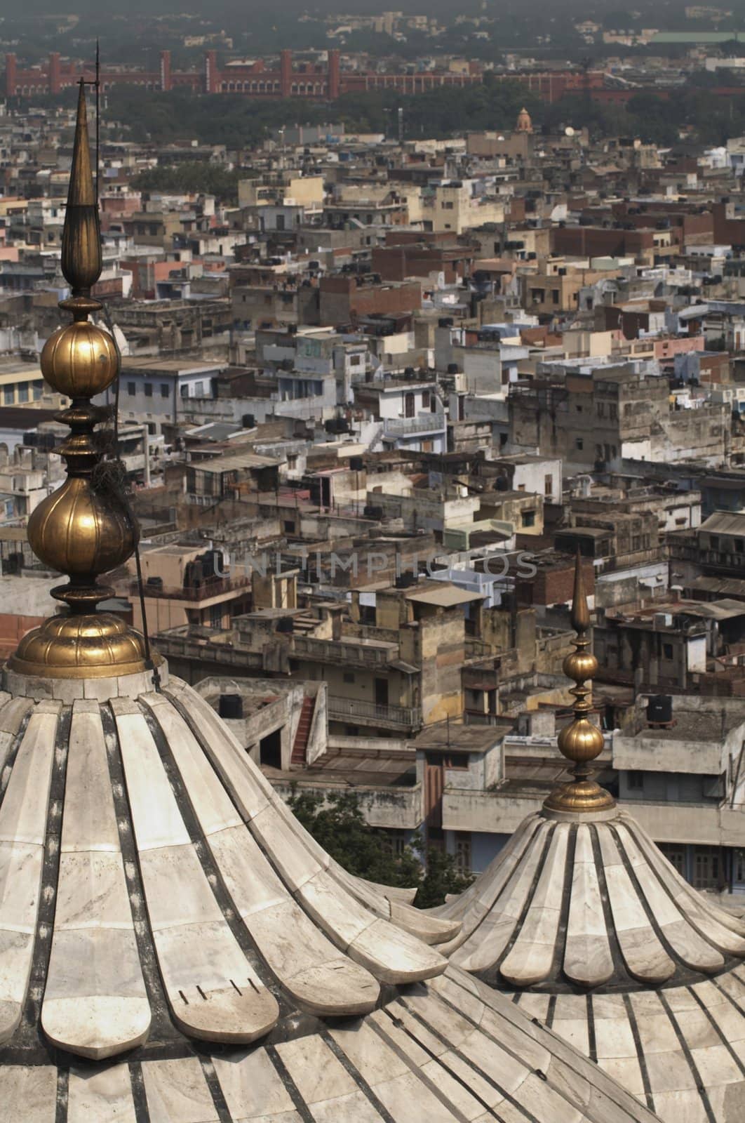 The Domes of the Friday Mosque (Jama Masjid) in Old Delhi, India