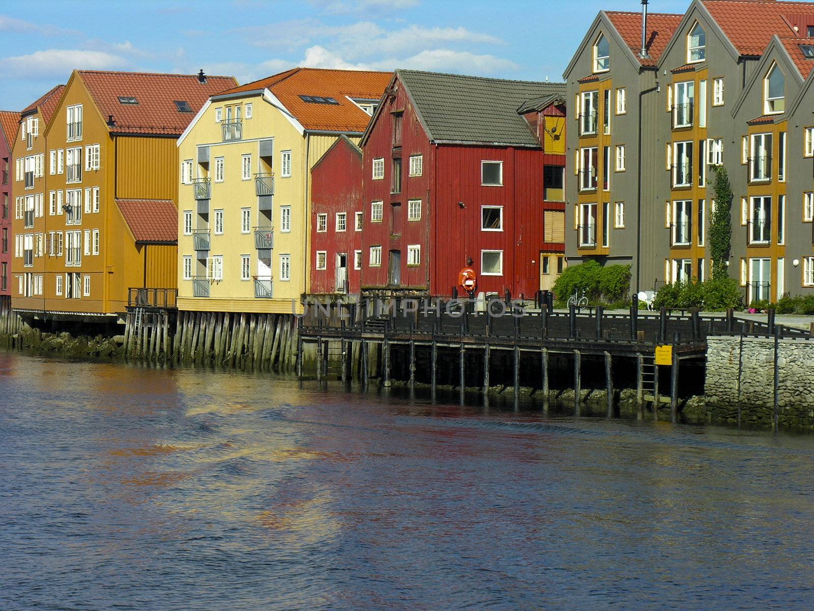 Trondheim old house over a river by rigamondis