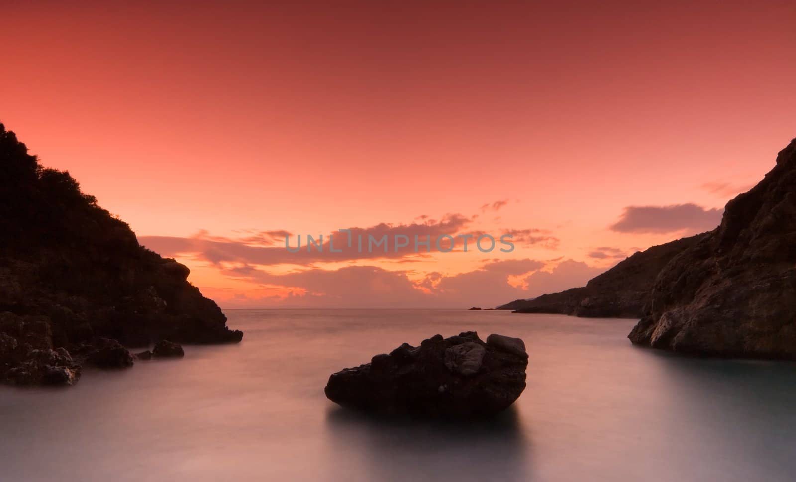 The bay at Kardamili, southern Greece, photographed after sunset