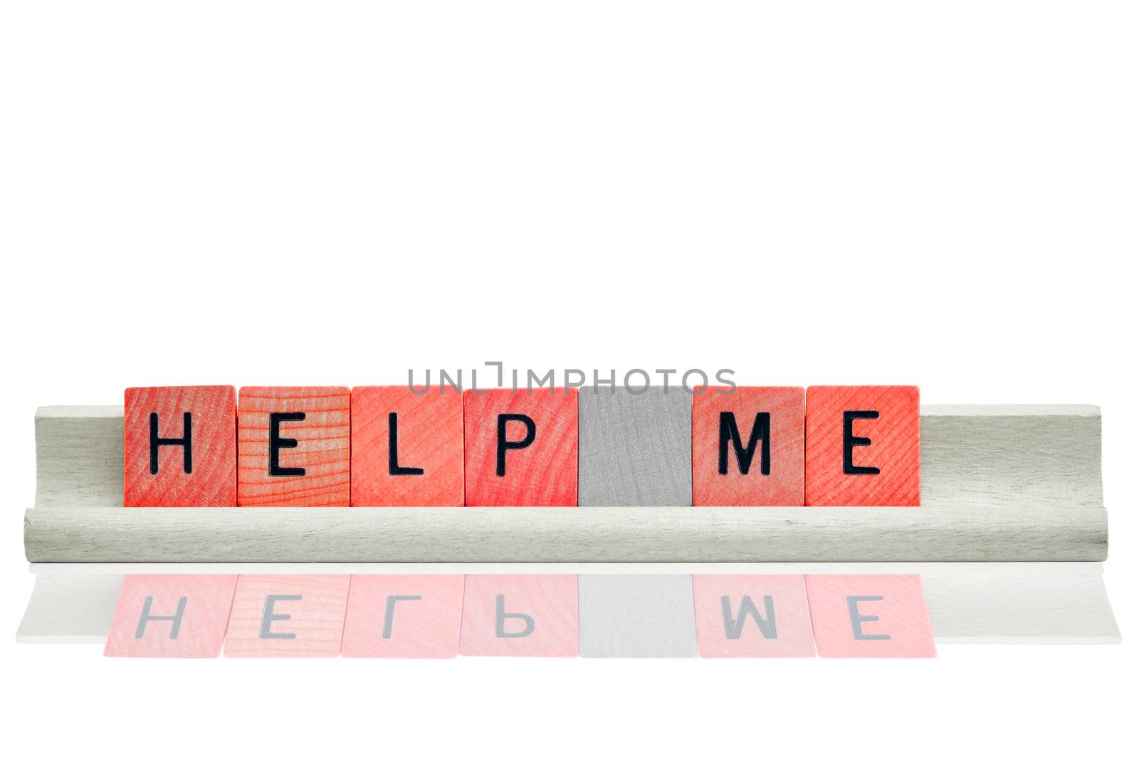 Help me in red wooden letters by Mirage3