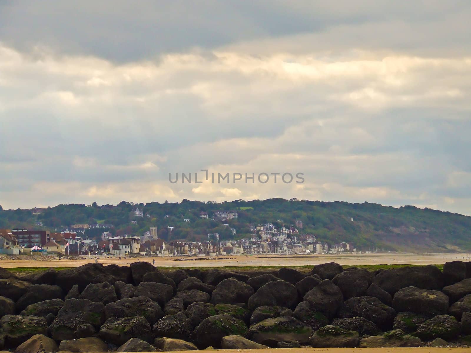 Rays of light on a small village facing the Juno Beach, Normandy