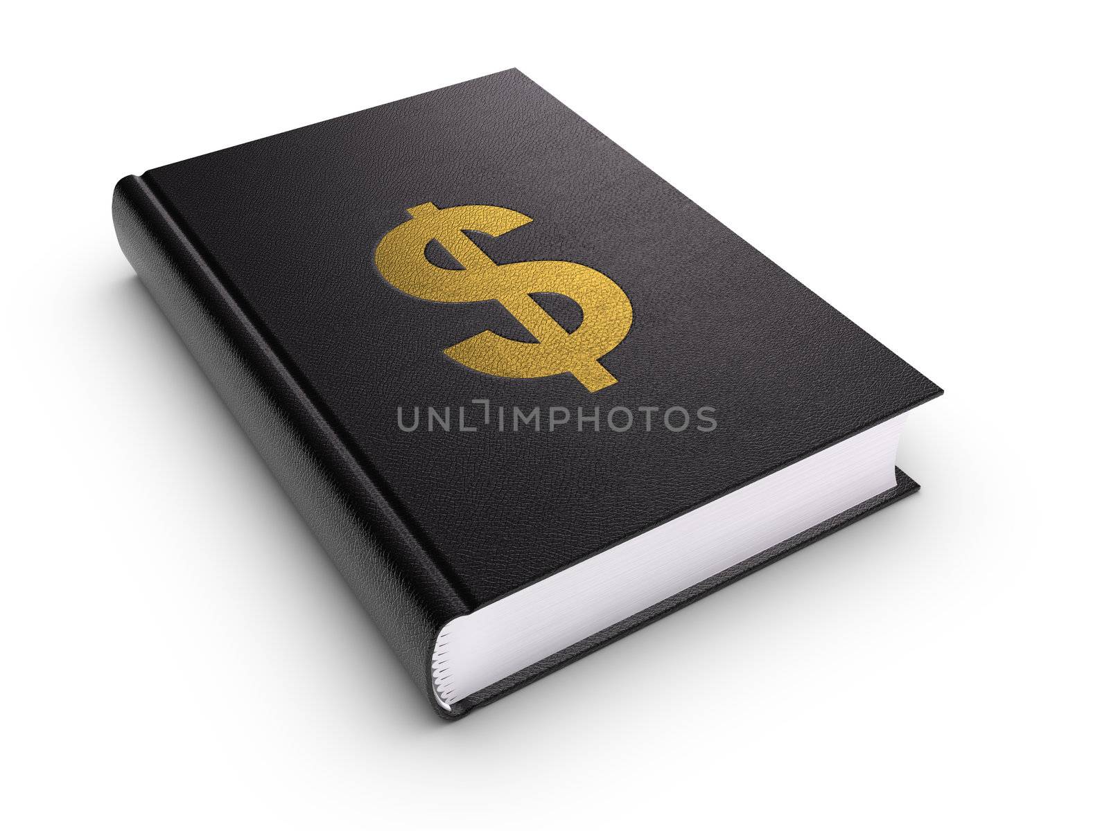 Book with Dollar sign. Clipping path included.