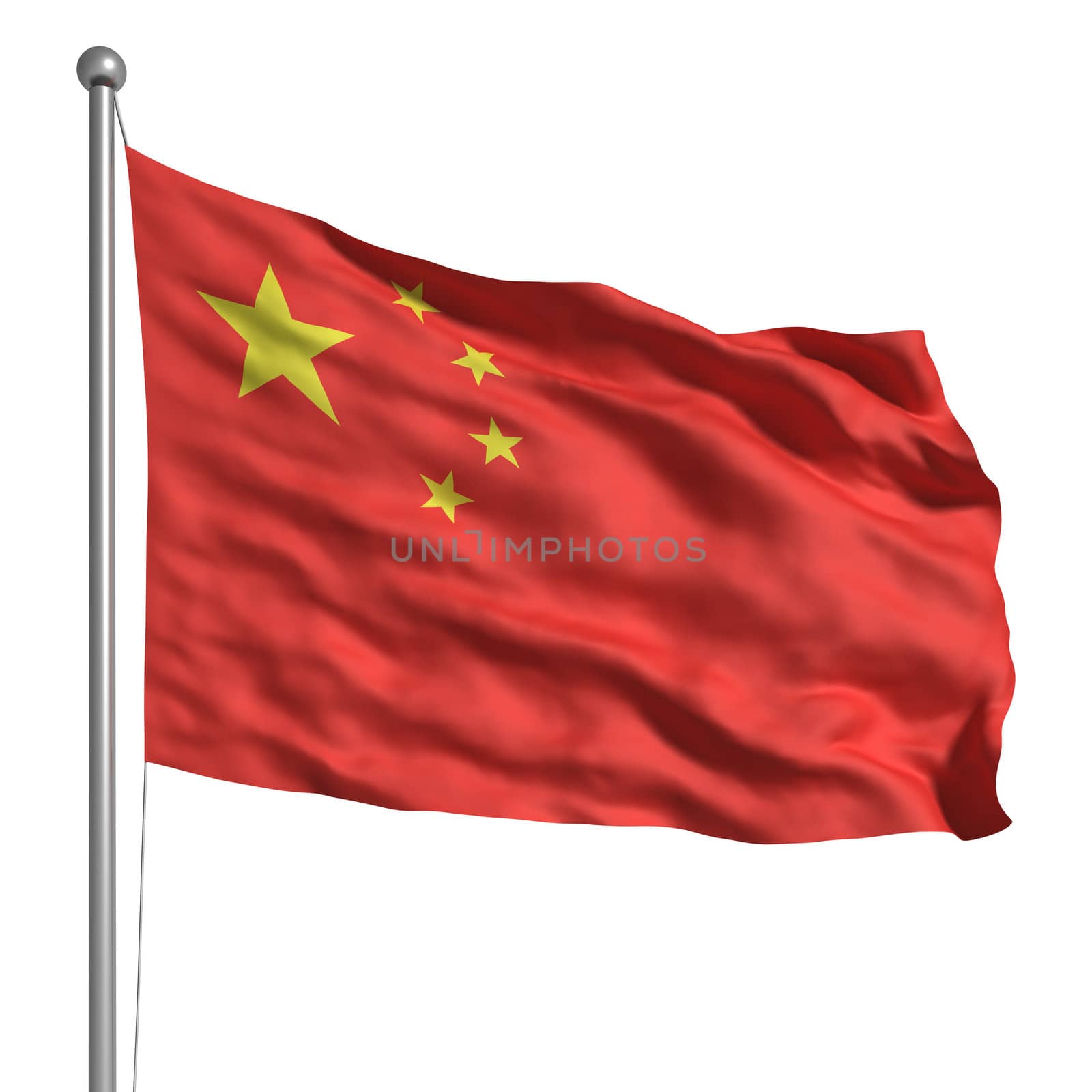 Flag of the People's Republic of China. Rendered with fabric texture (visible at 100%). Clipping path included.