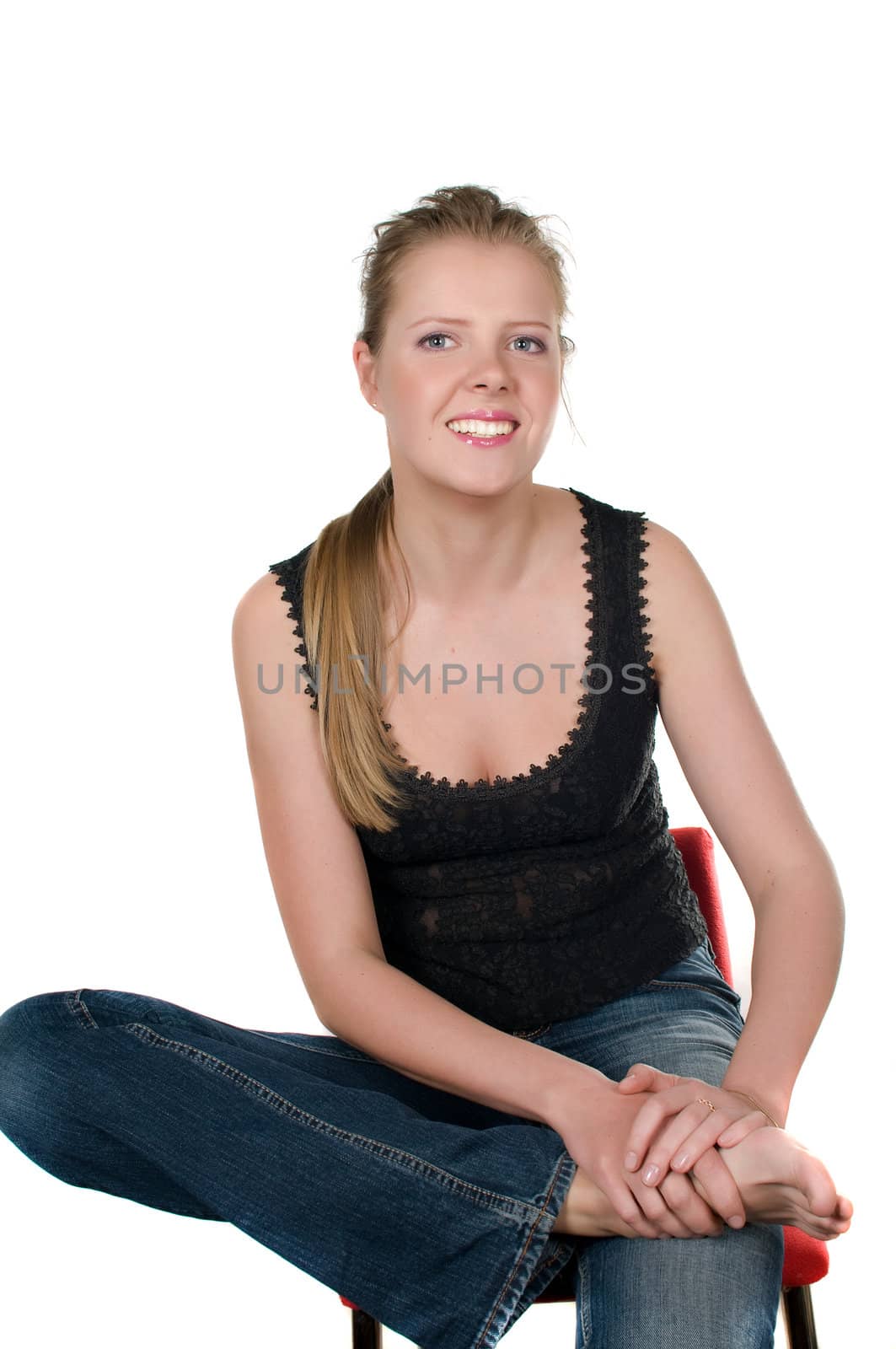 Closeup portrait of a beautiful young woman