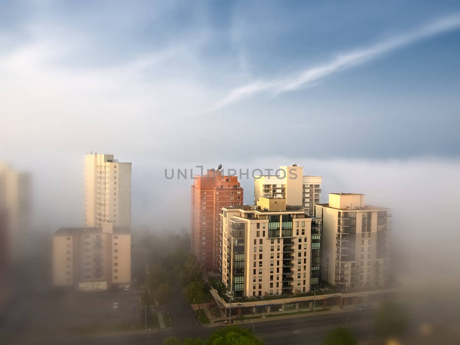Downtown Morning Fog by watamyr
