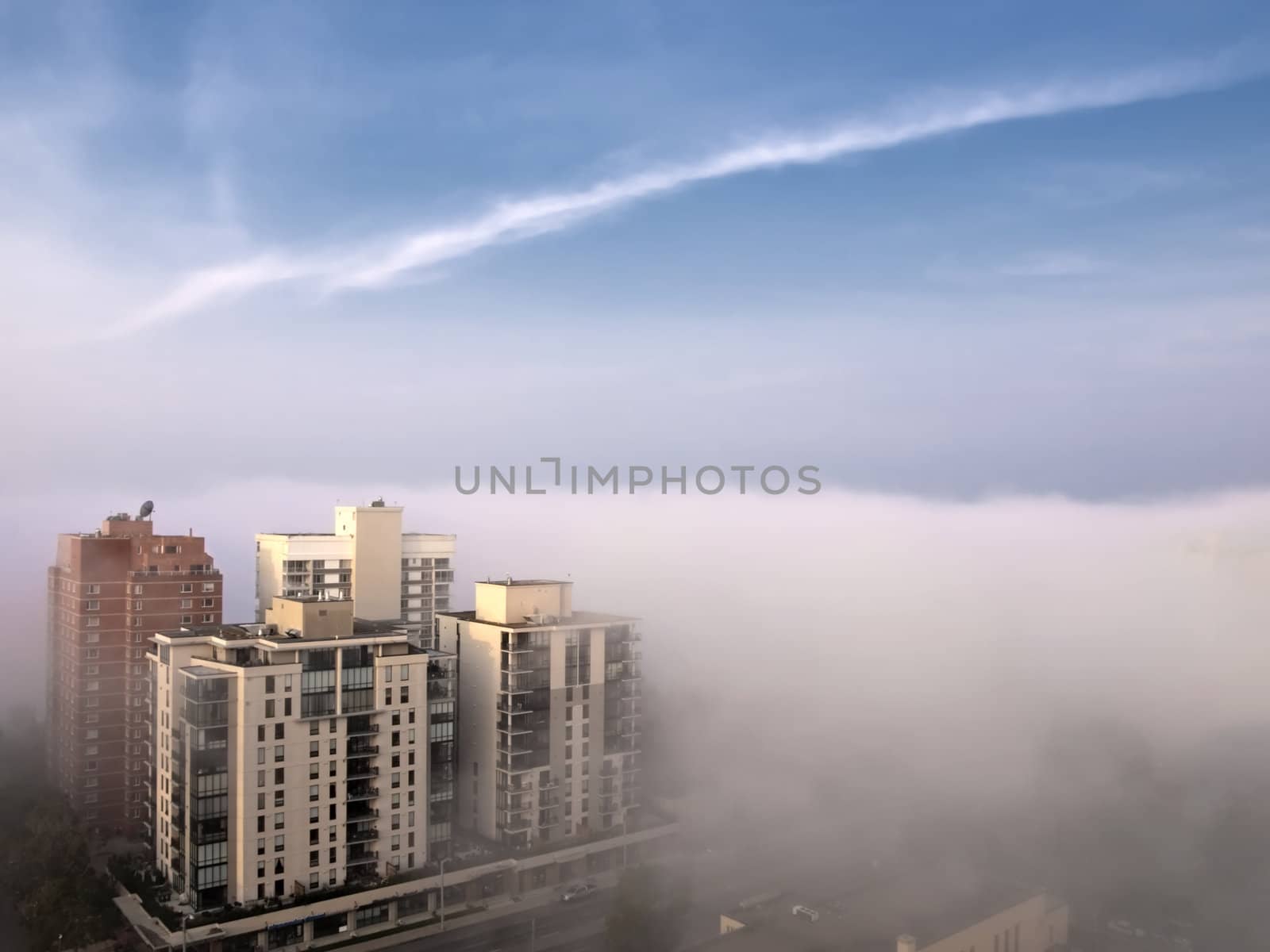 Downtown Morning Fog by watamyr