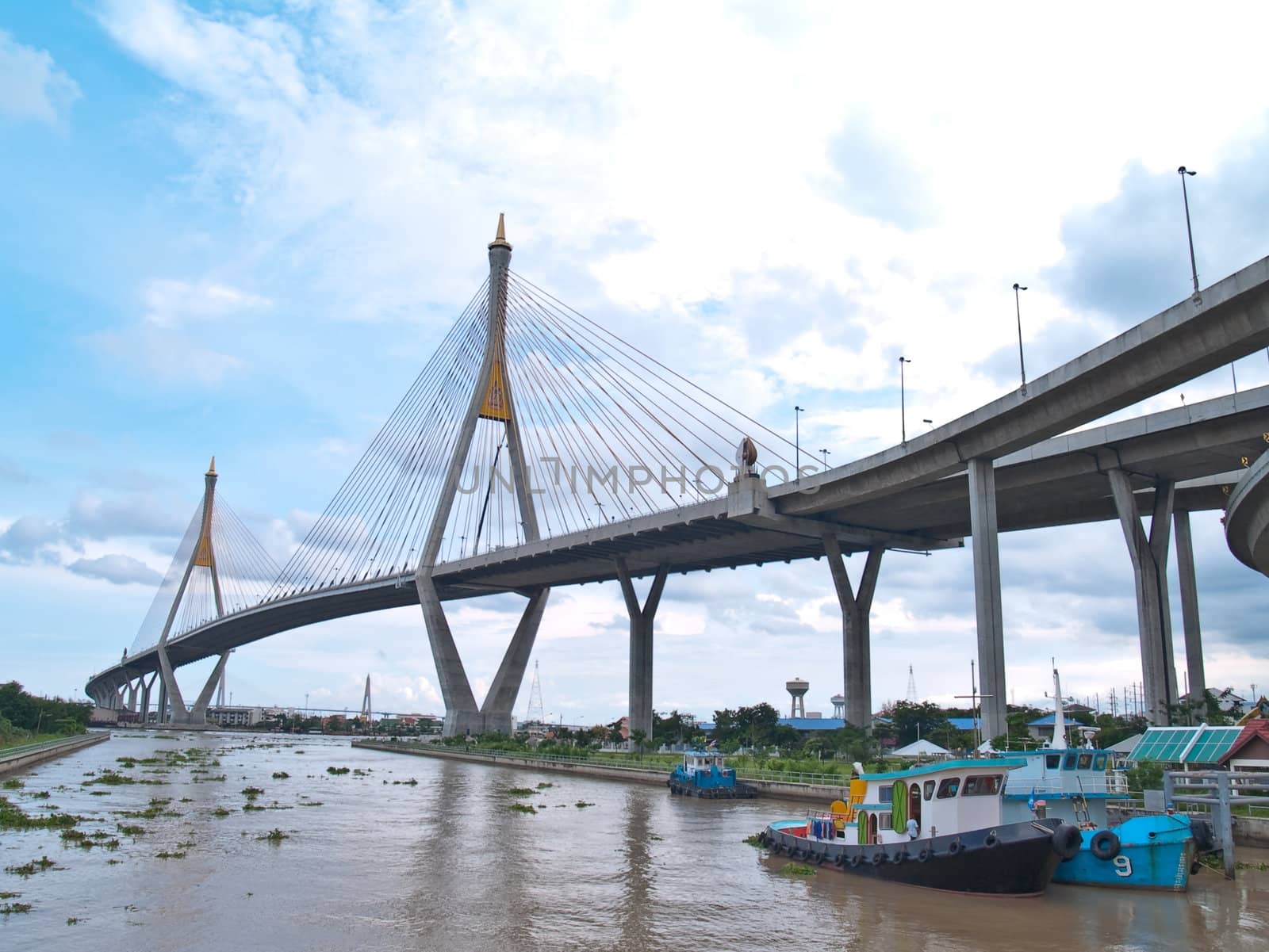 Bhumibol Bridge also casually call as Industrial Ring Road Bridge, Samut Prakarn,Thailand