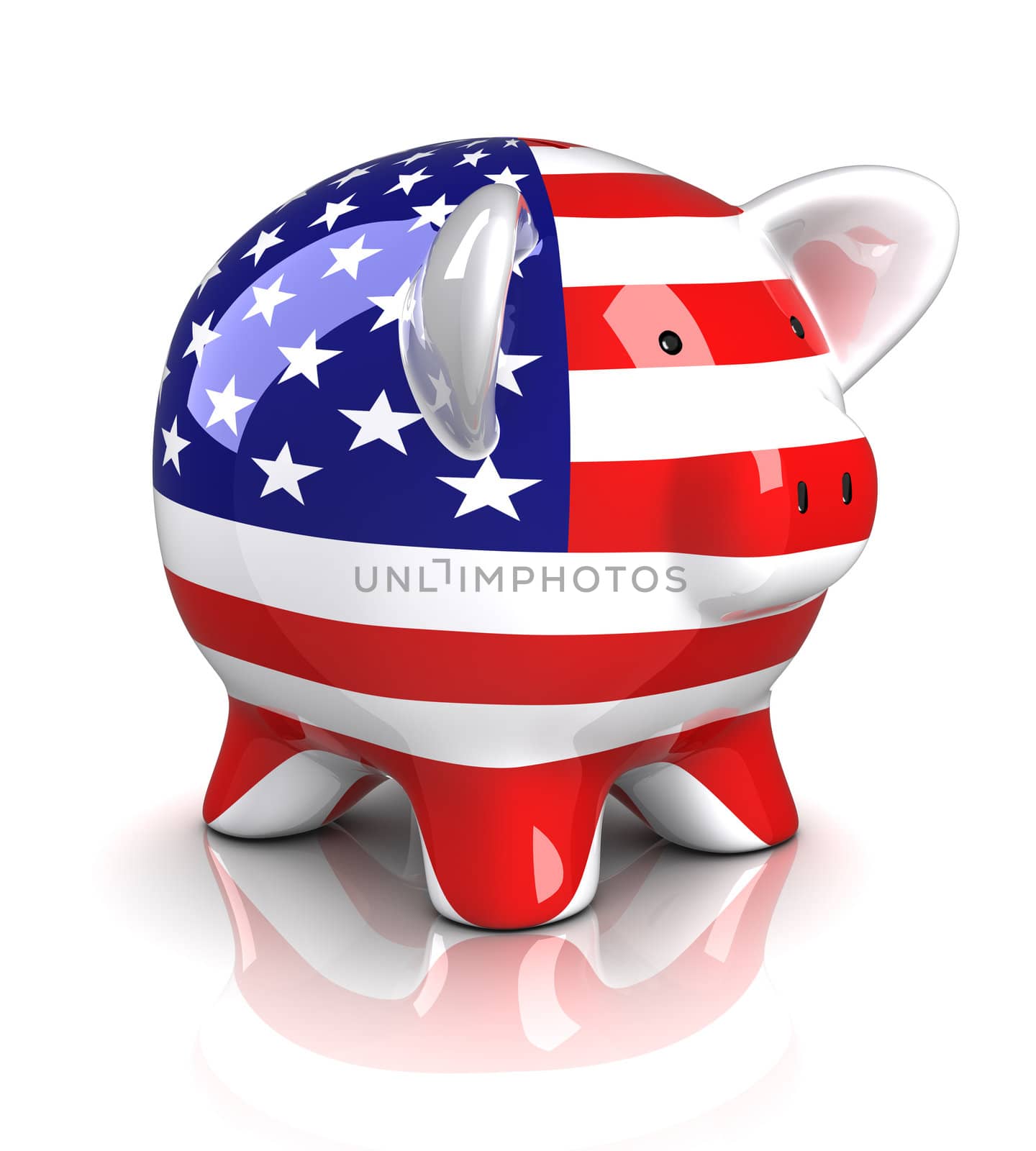 Piggy Bank - USA (Isolated) Clipping path included.