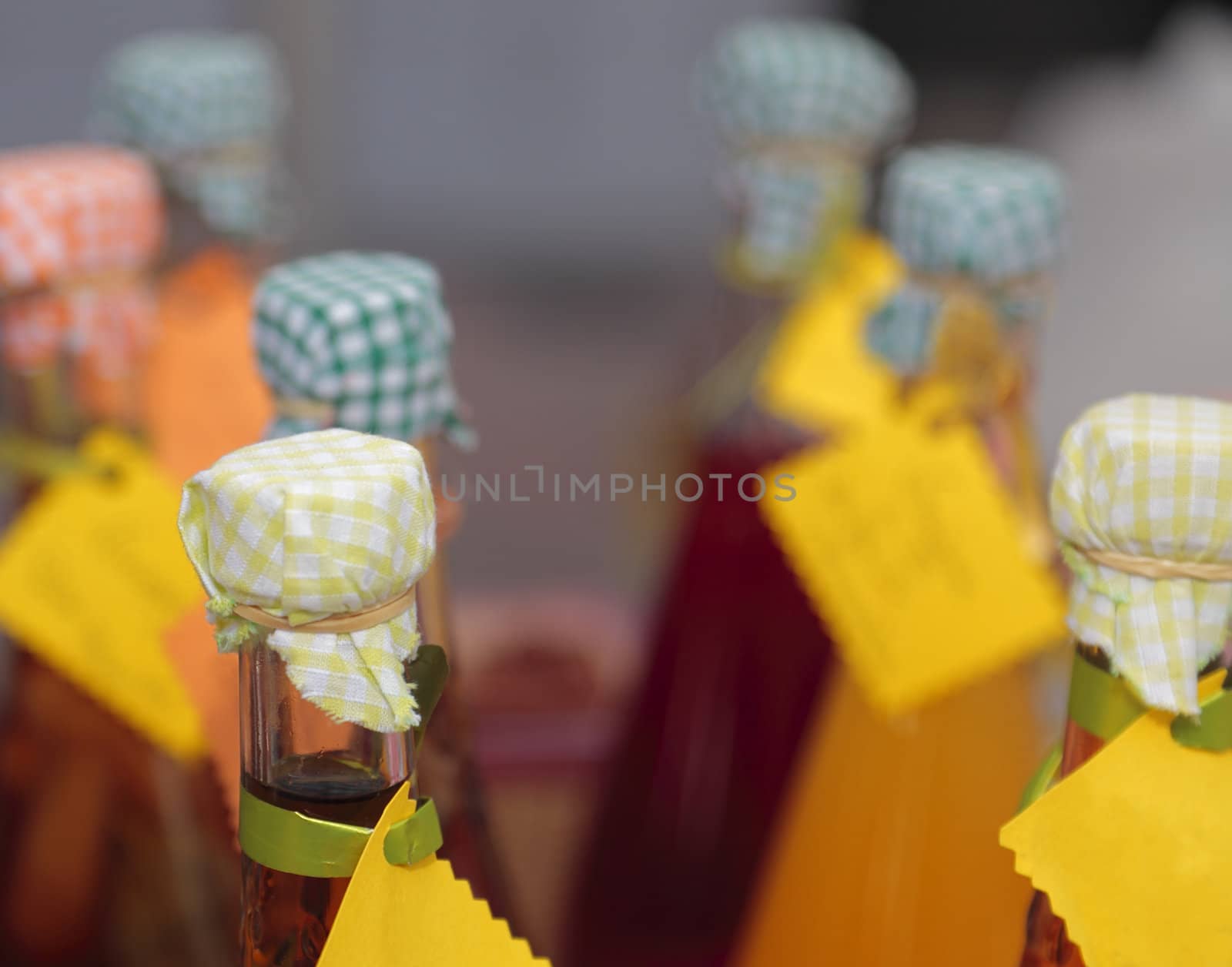 Image of old-fashioned bottles of homemade vinegar.