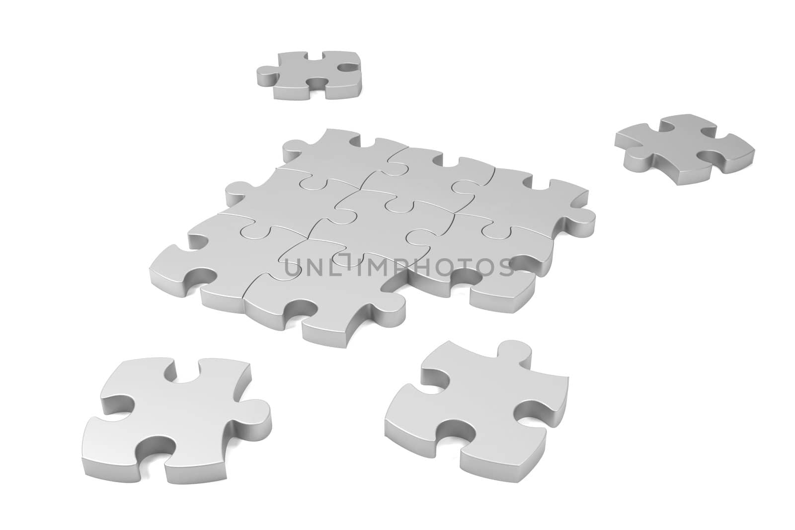 Puzzle pieces laying on white background by richwolf